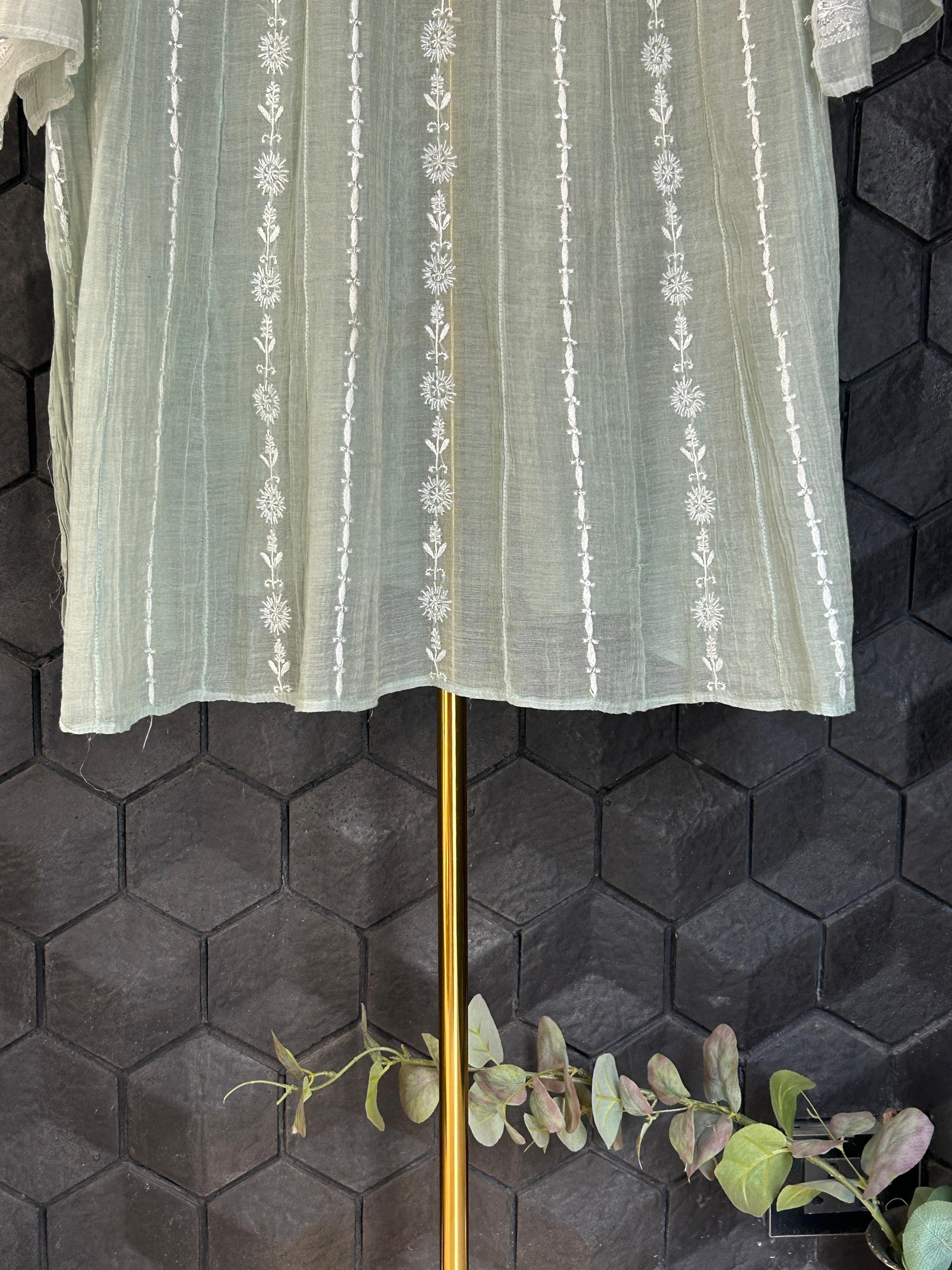 Green Silver Tissue Chikankari Co-ord Set