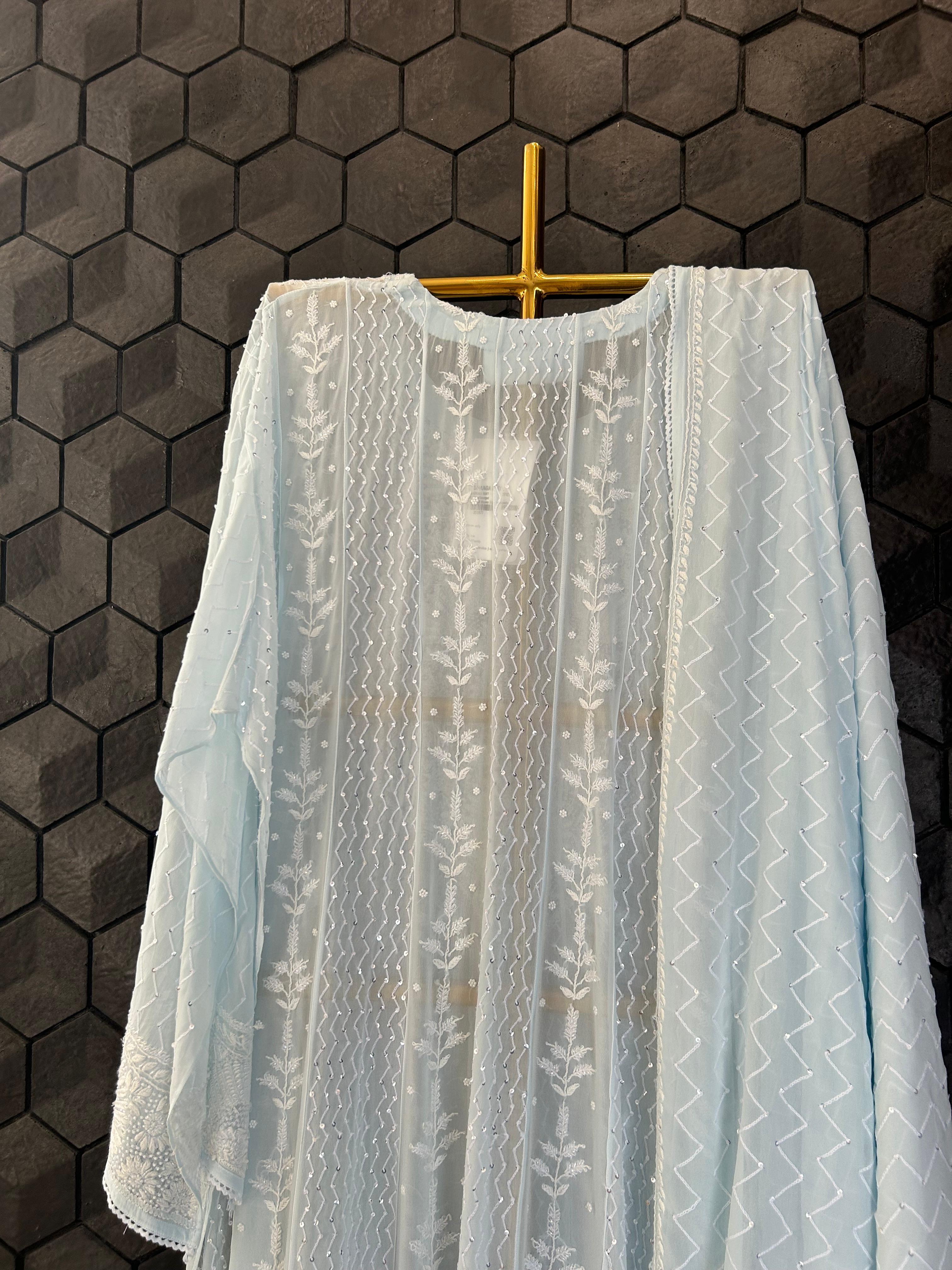 Blue Georgette Chikankari Kurta