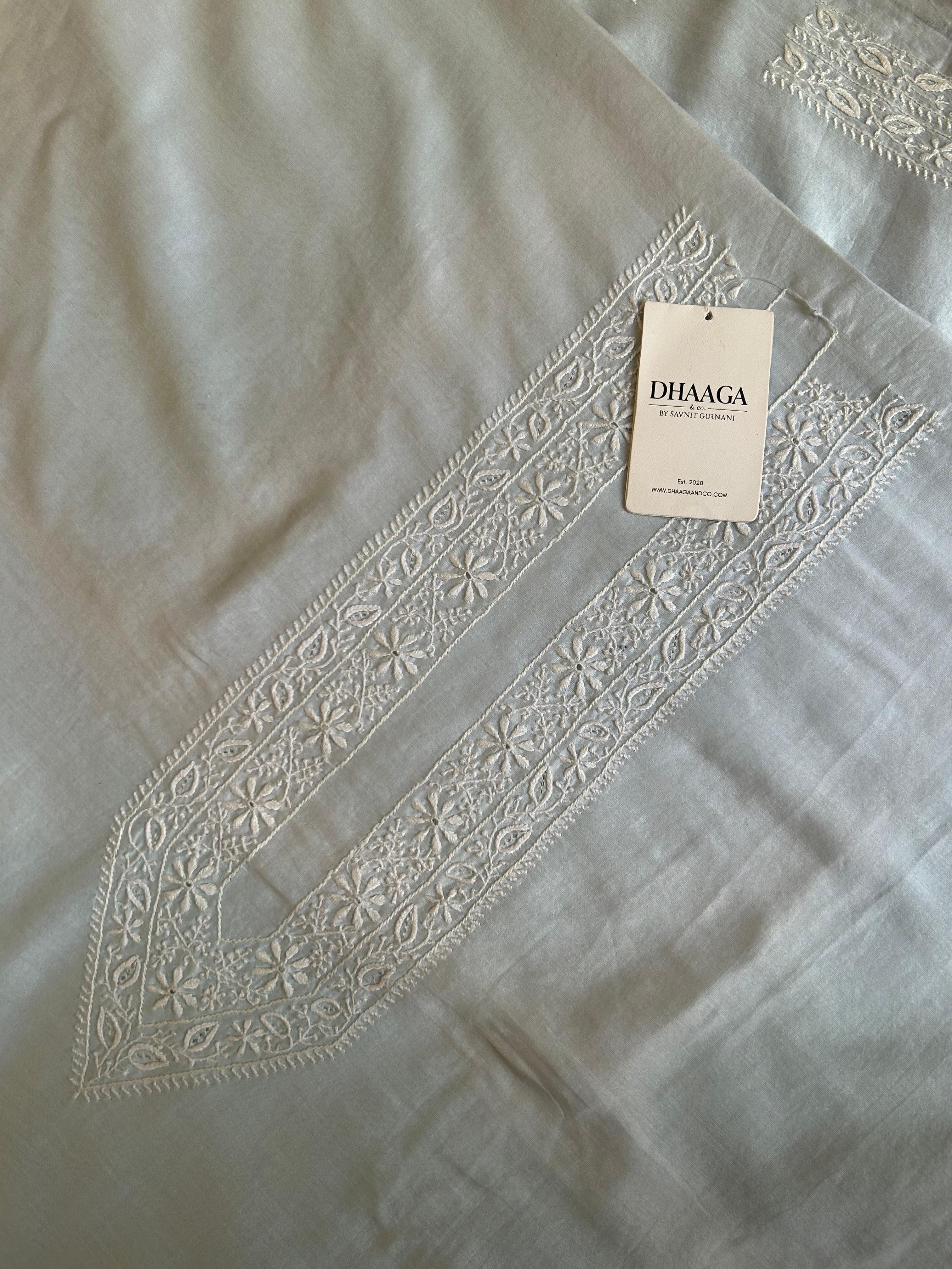 Blue  Mens Chanderi Chikankari Mens kurta