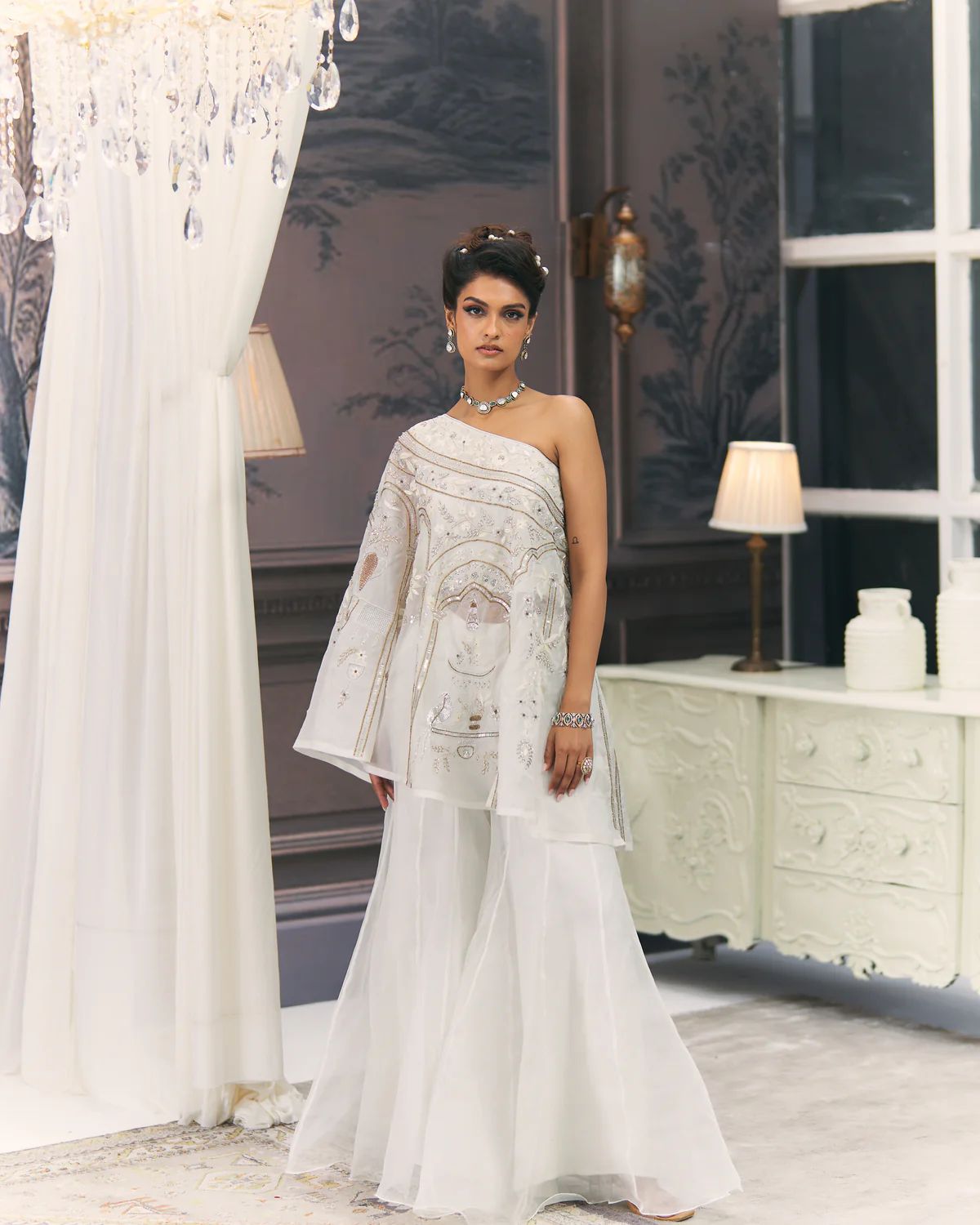 Kareena Kapoor Khan in our One-Shoulder Organza Chikankari Sharara Set