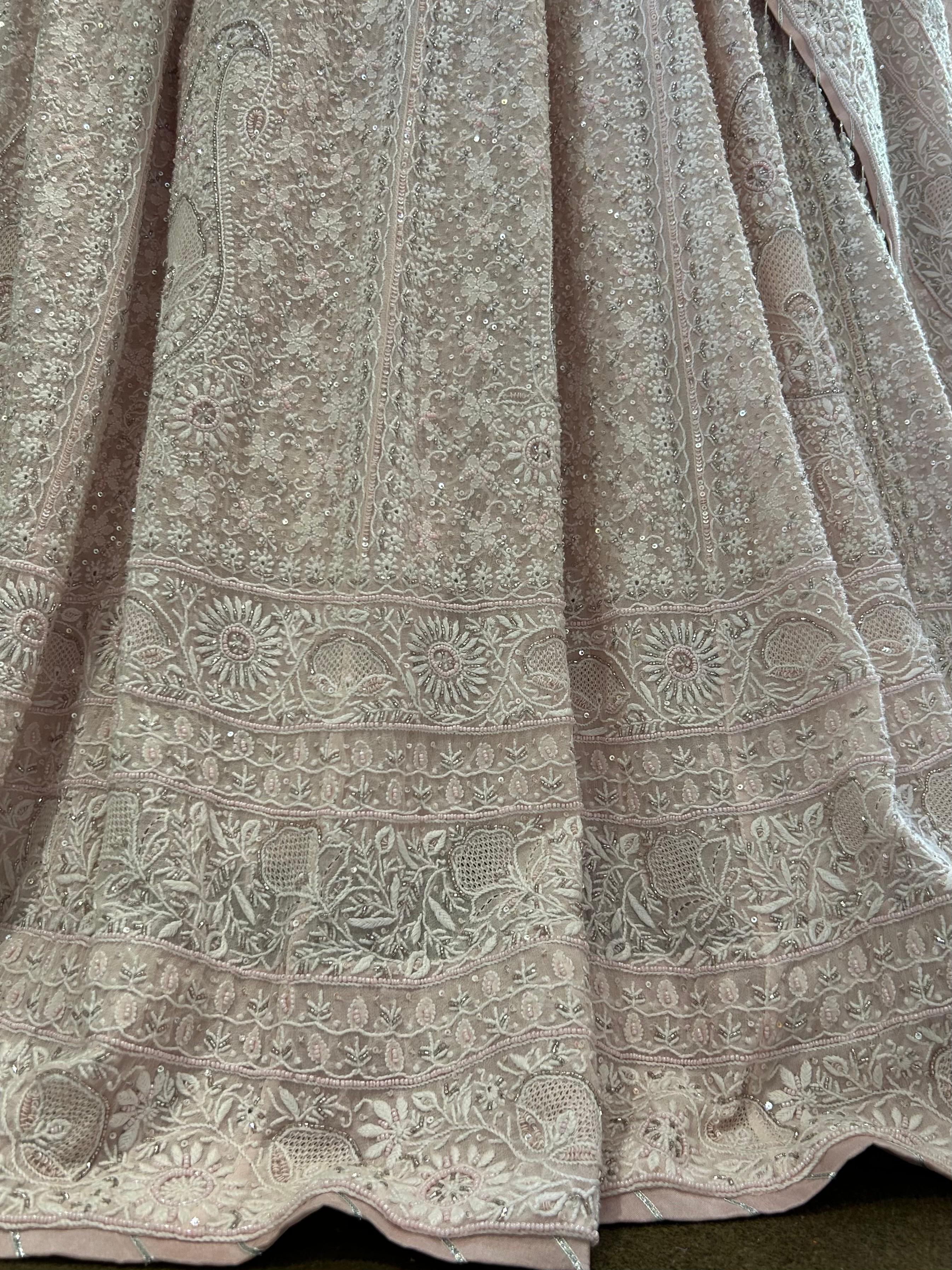 Pink Georgette ek - taar chikankari Lehenga Set