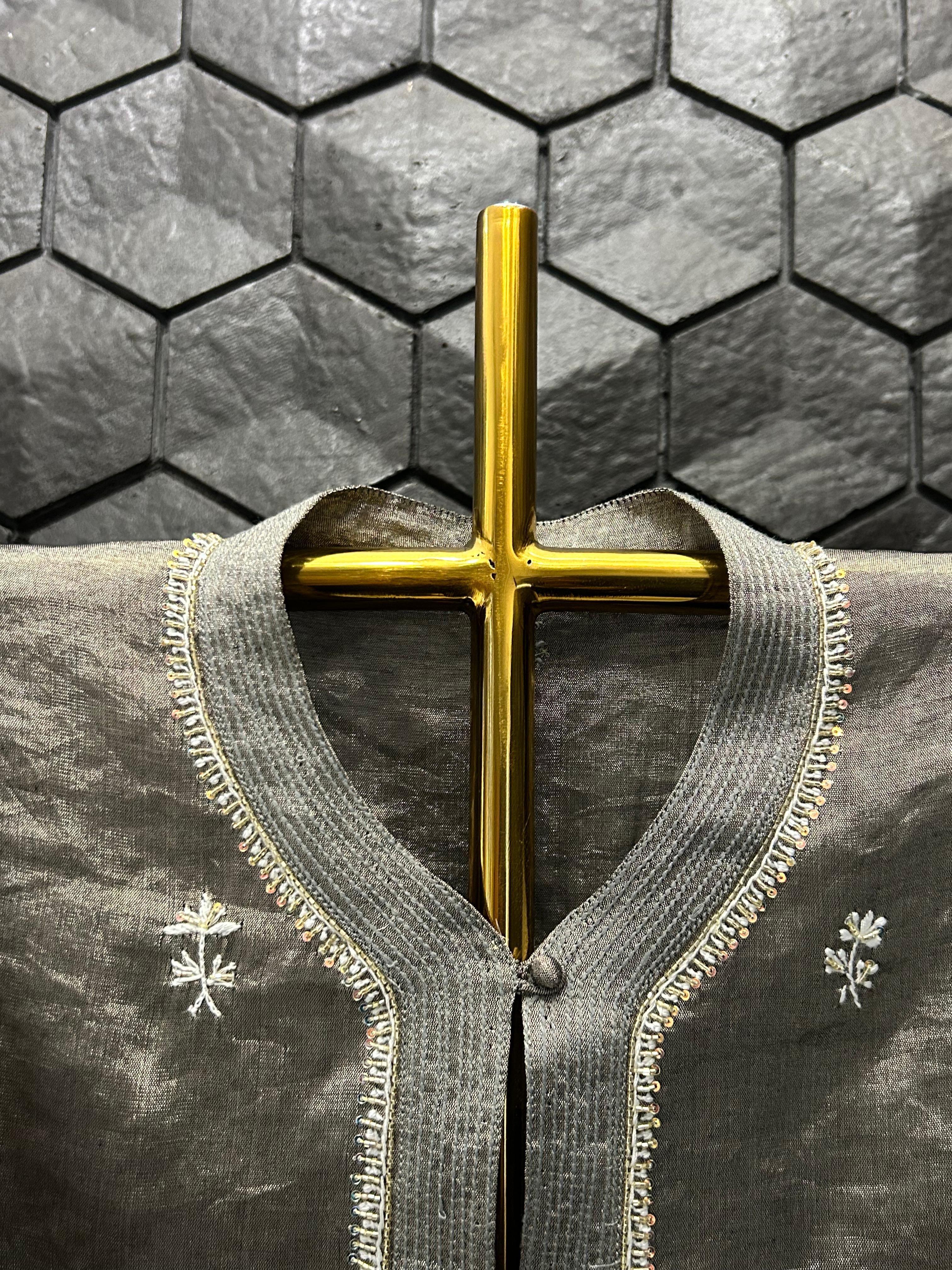 Black Golden Tissue Chikankari Co-ord Set