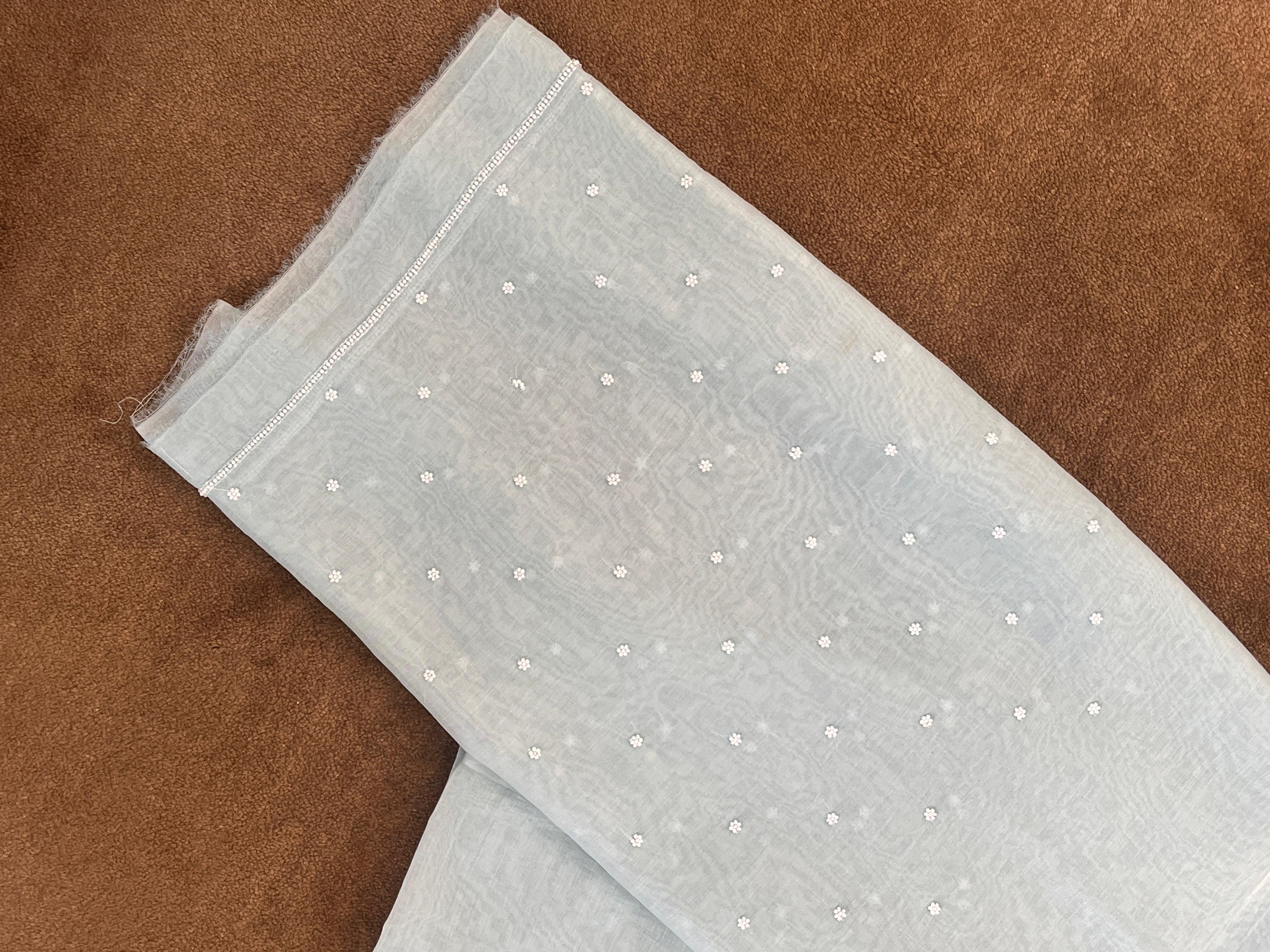 Blue Mul Chanderi Chikankari Kurta Set