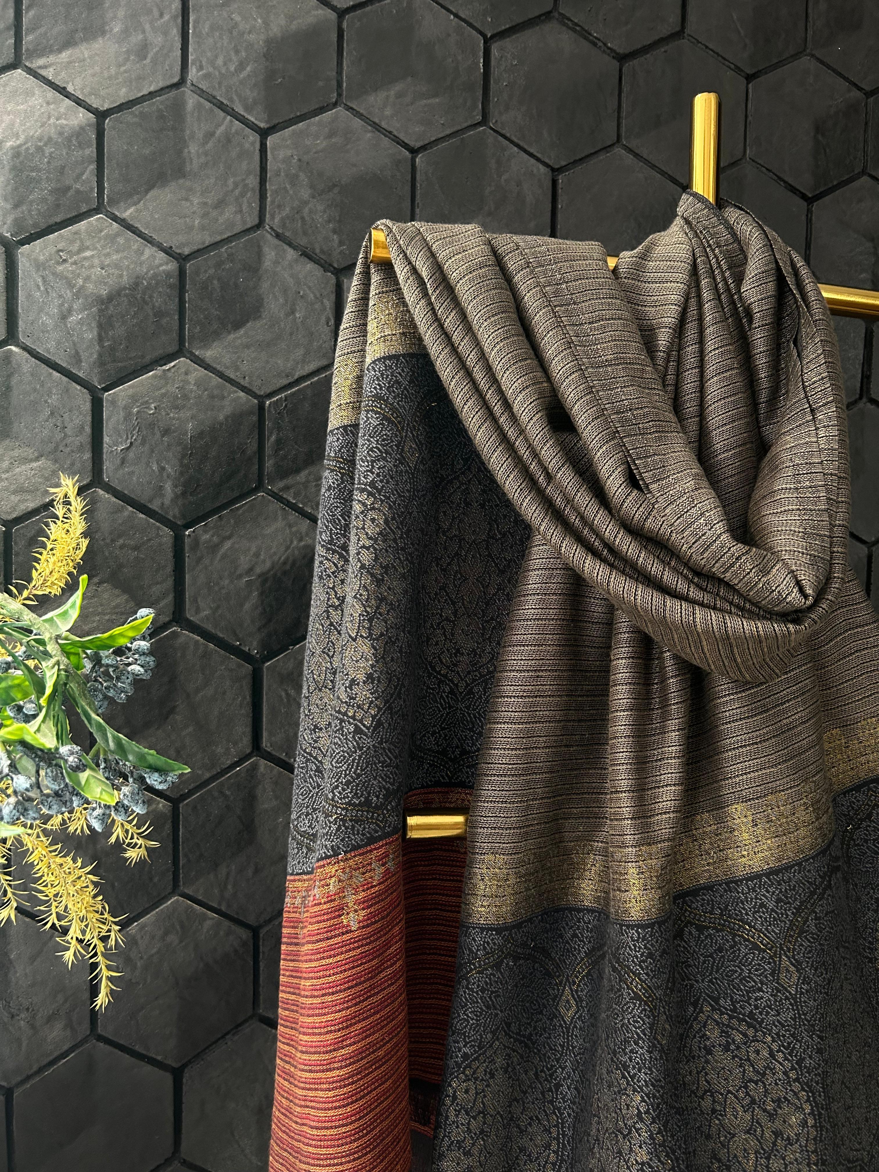 Black & Red  Woolen Shawl