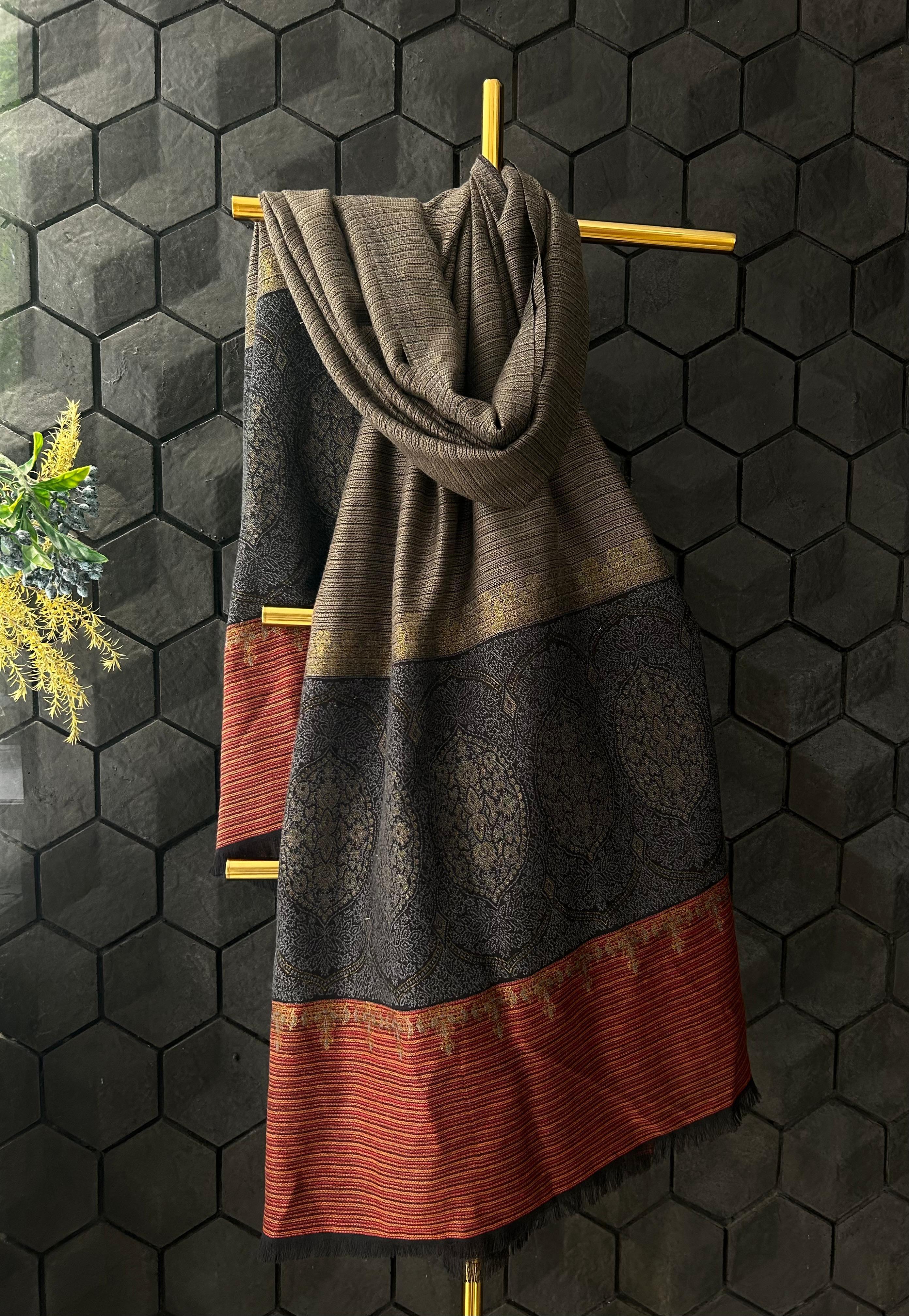 Black & Red  Woolen Shawl