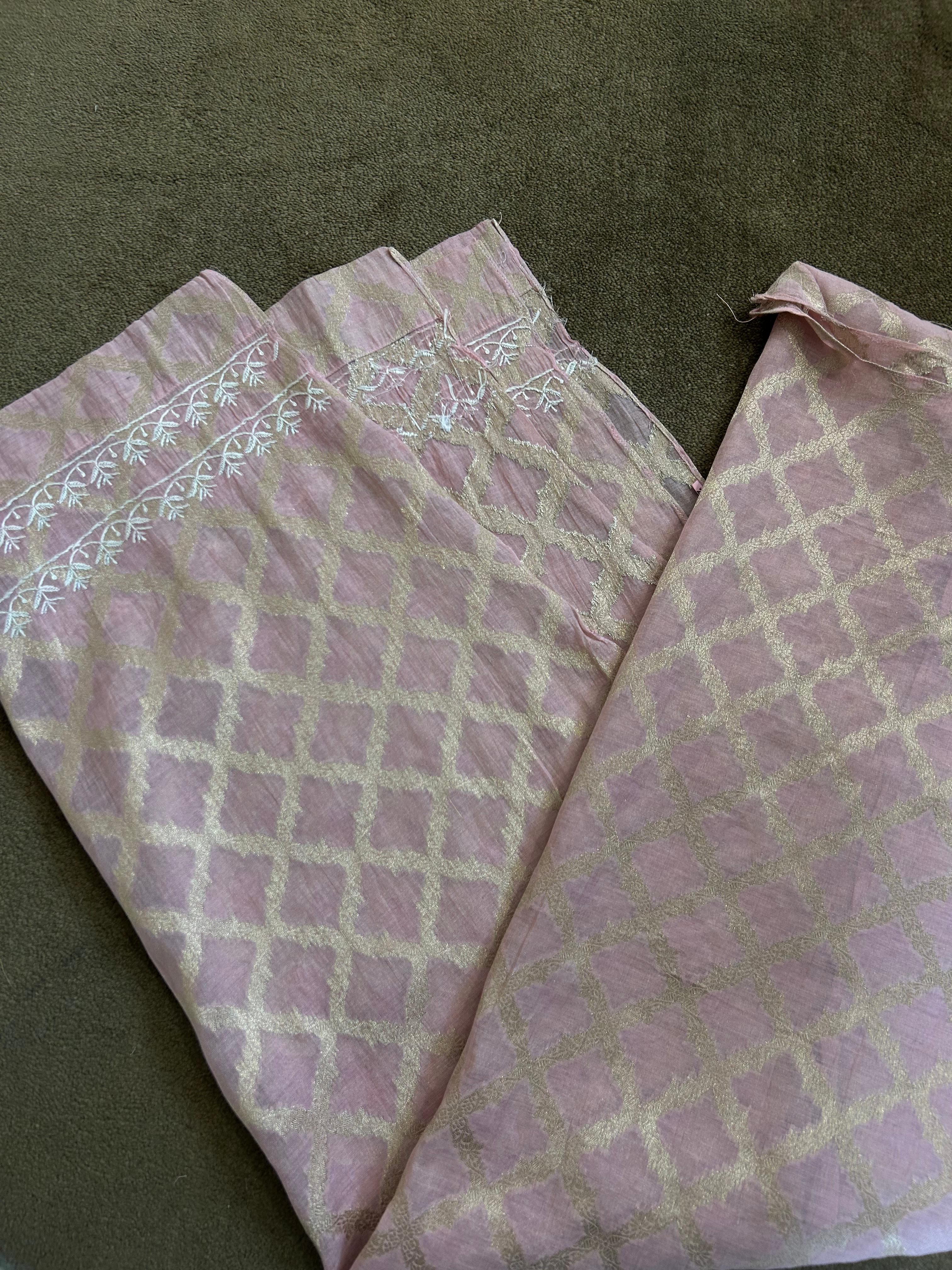 Pink Silver Tissue Chikankari Co-ord Set