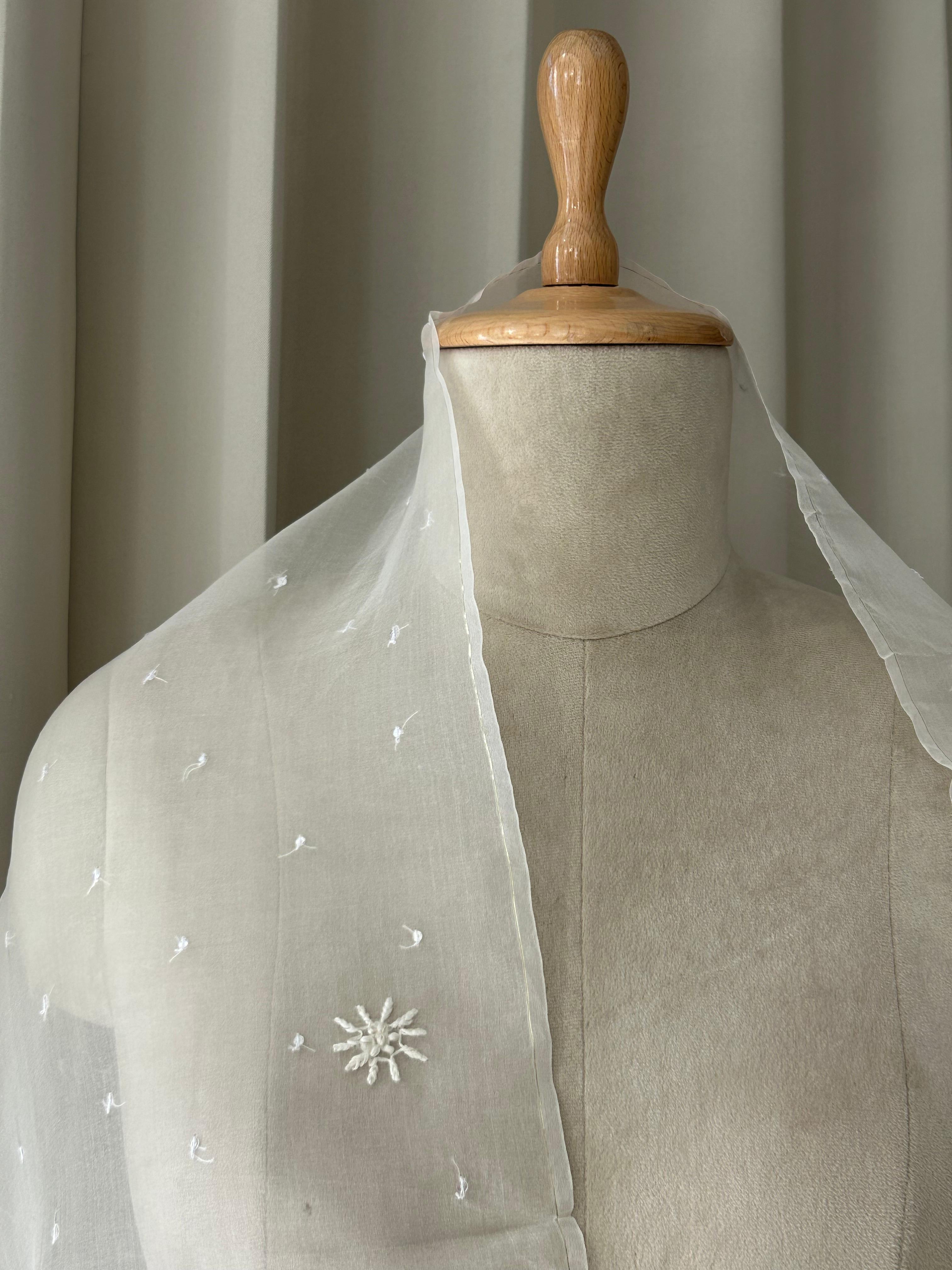 White Organza Chikankari Dupatta