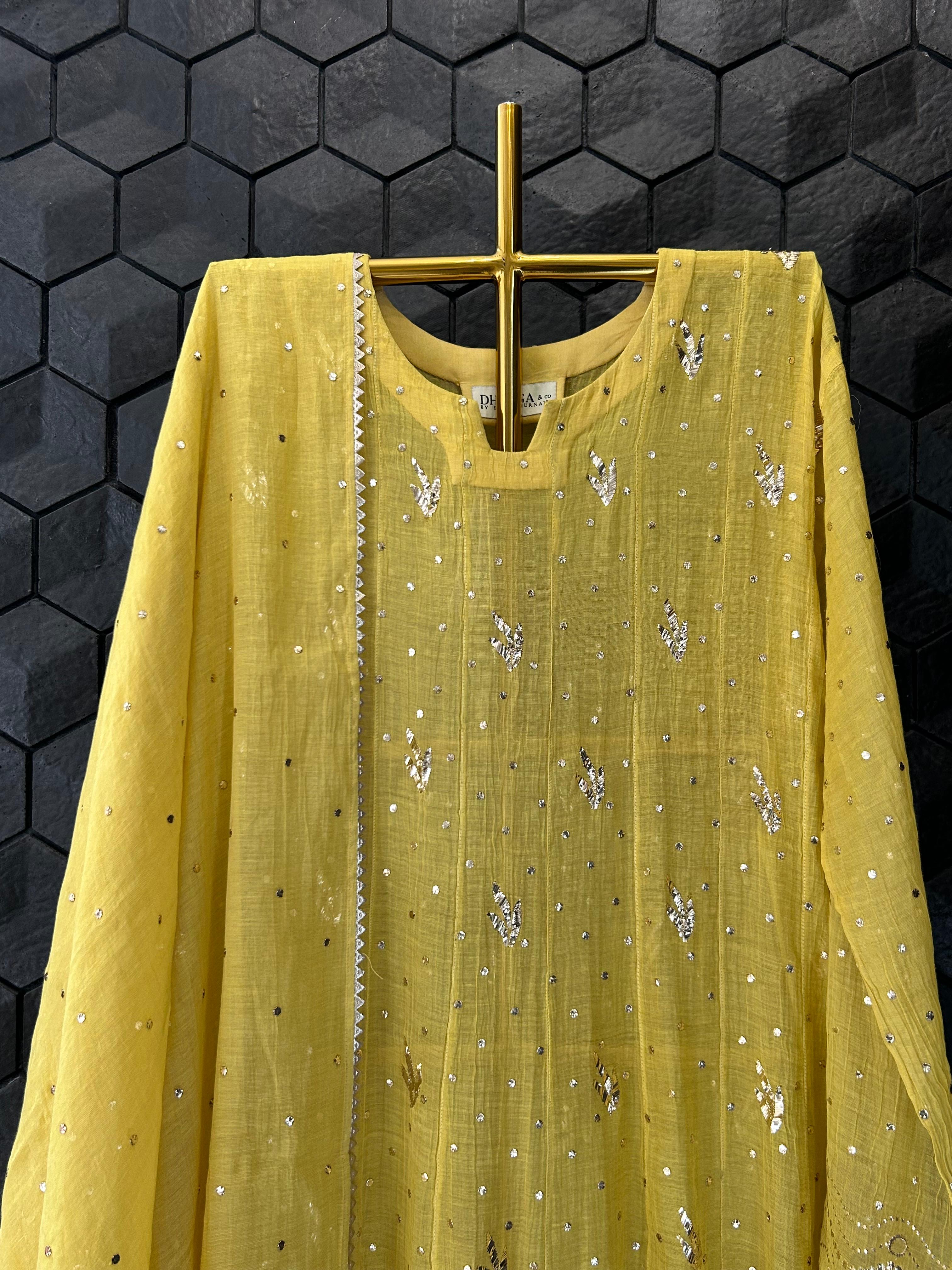 Green Tissue Mukaish kurta Set