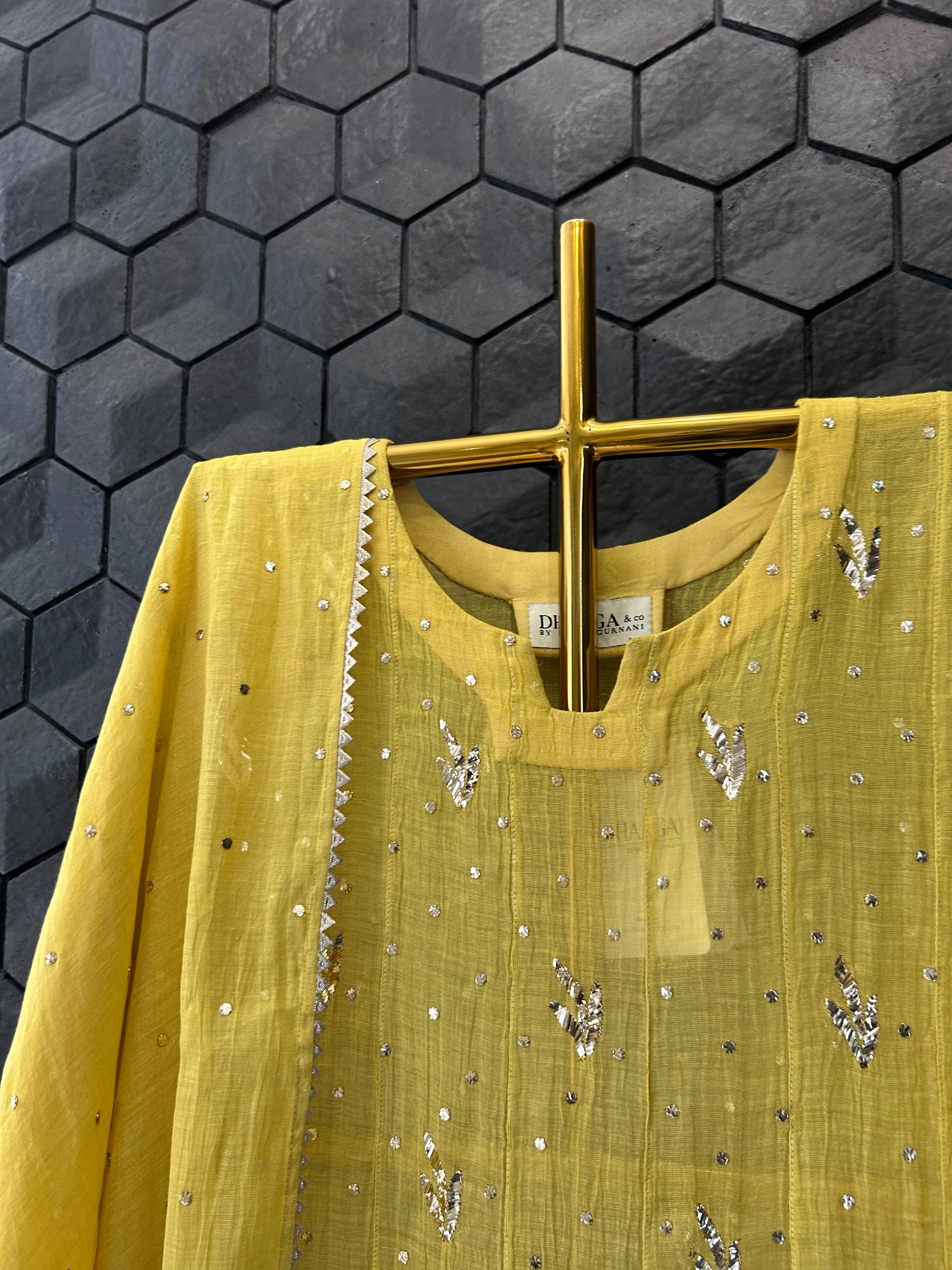 Green Tissue Mukaish kurta Set