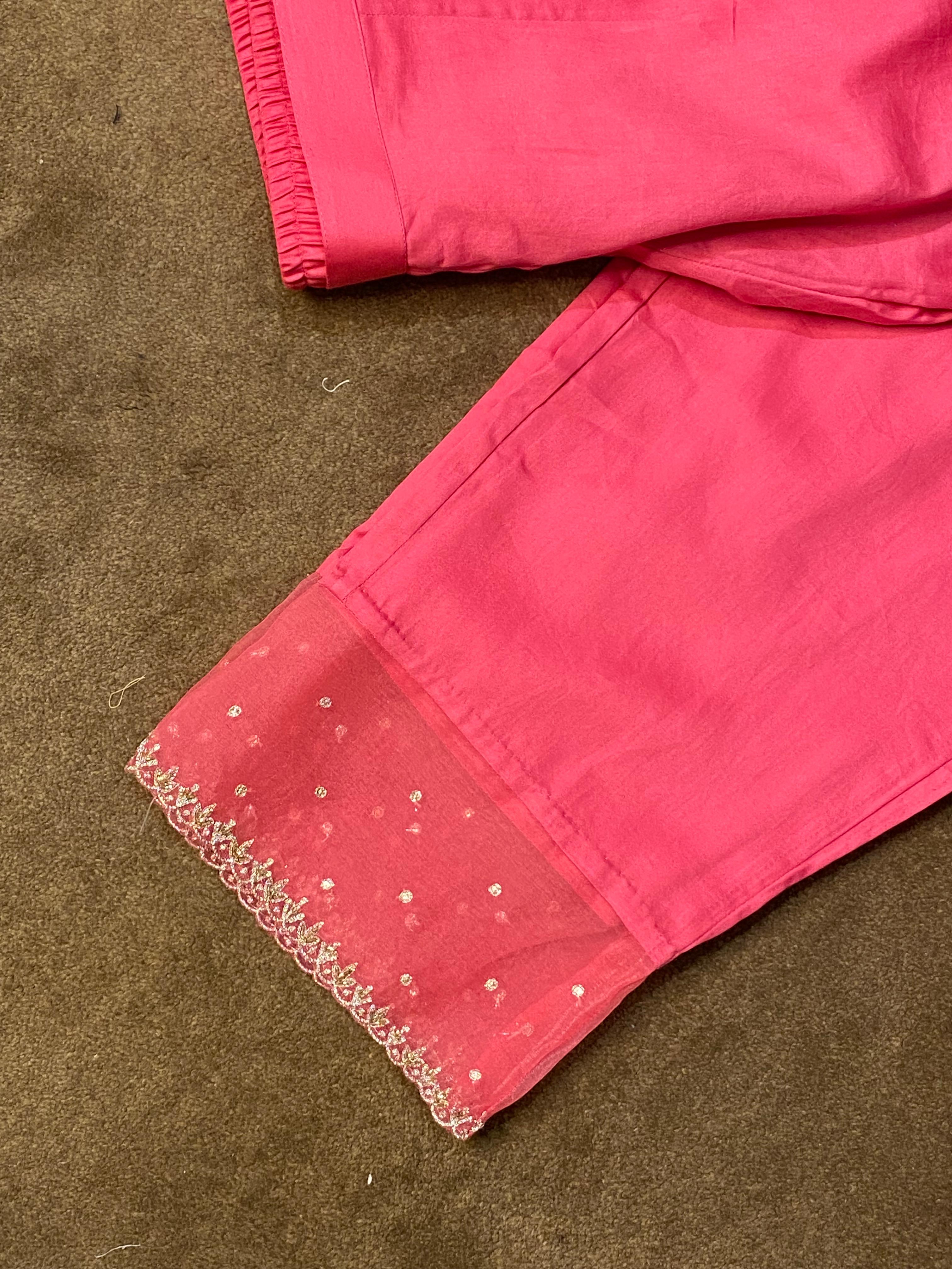 Magenta Georgette Mukaish Anarkali Set