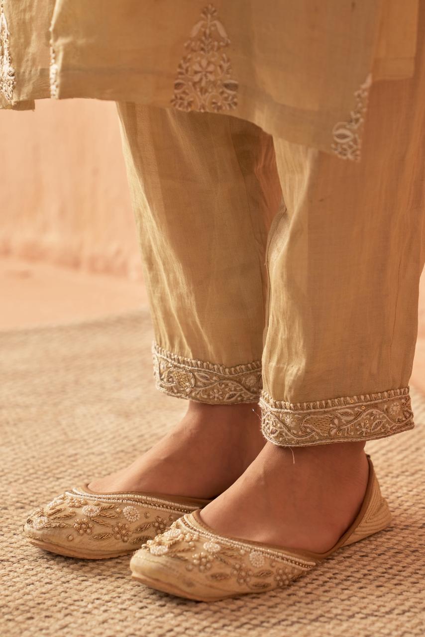 Green Chanderi Chikankari Kurta Set