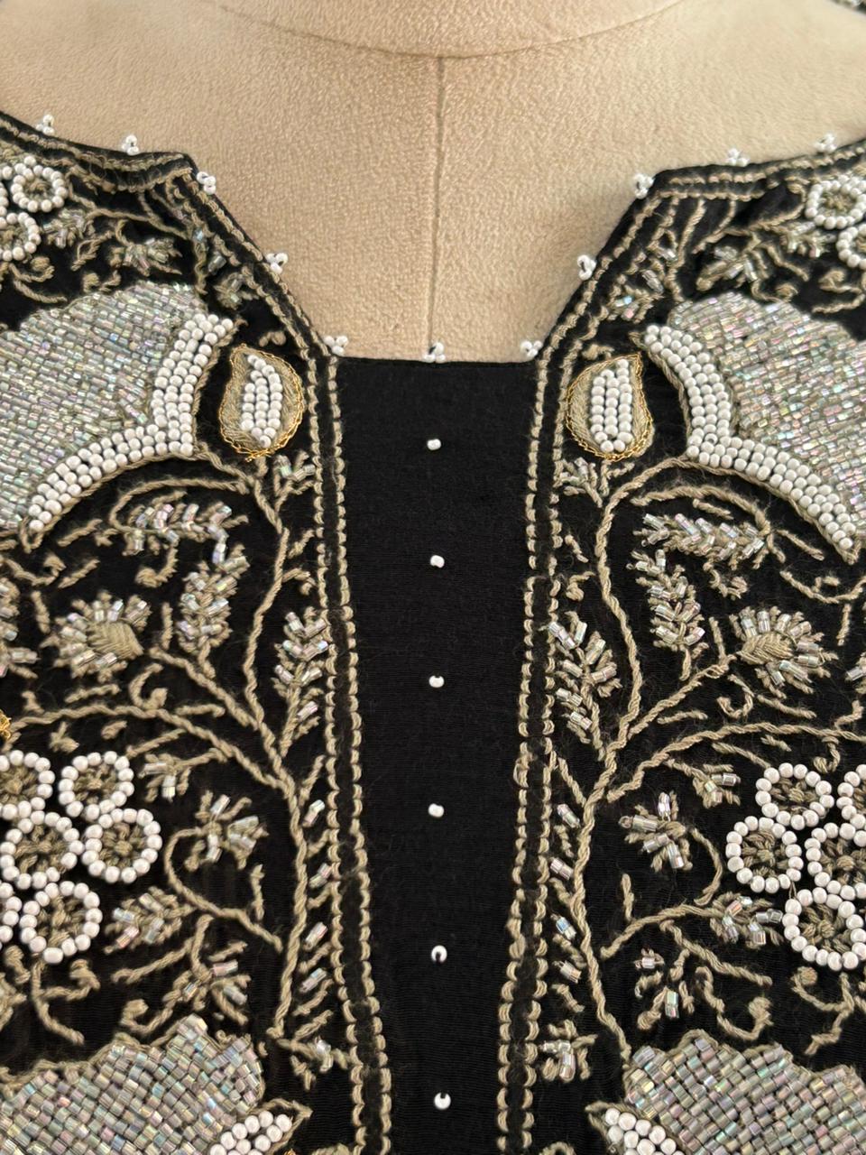 Black Mul Chanderi Chikankari Suit Set