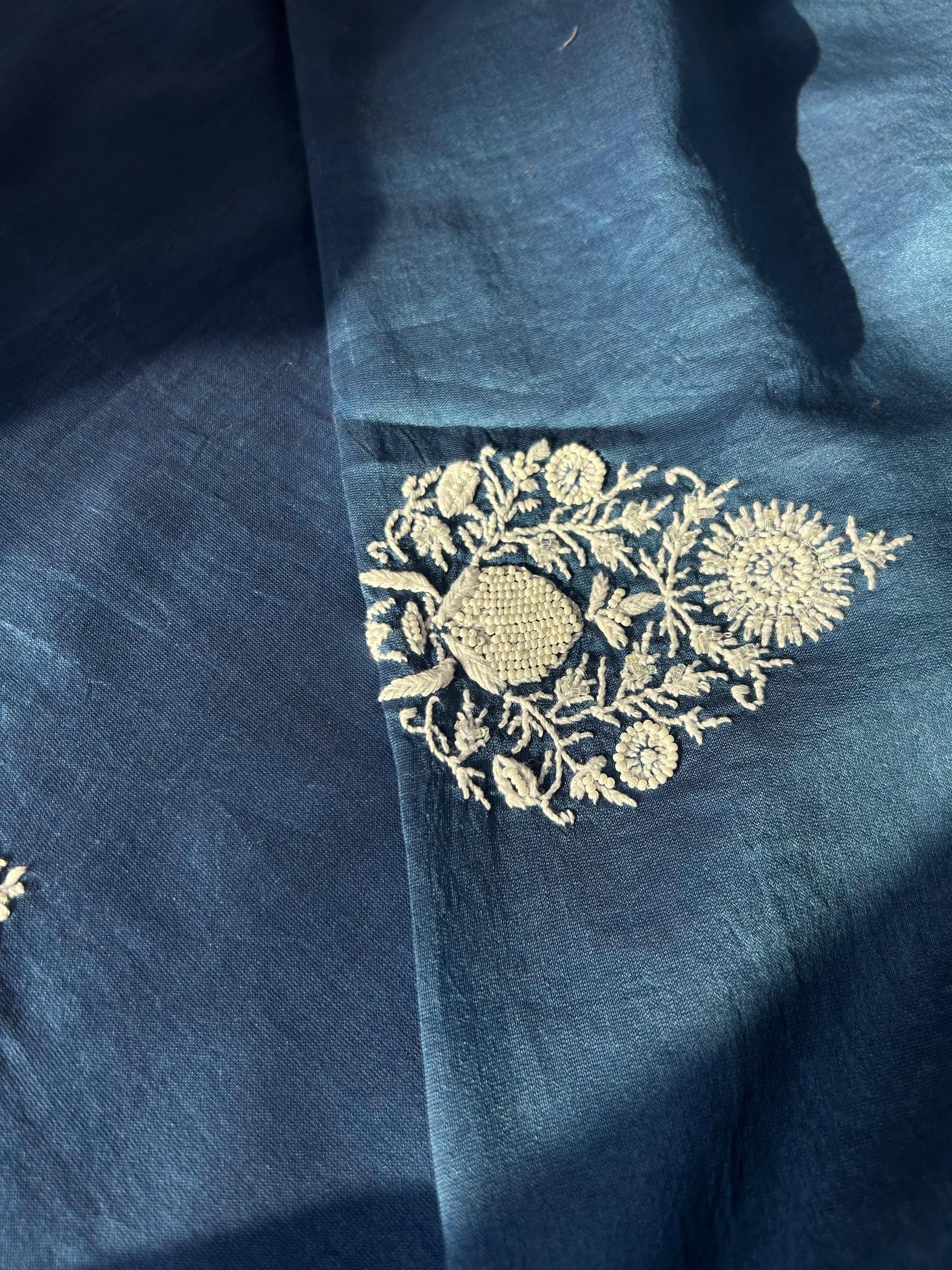 Blue Chanderi Chikankari Mens kurta