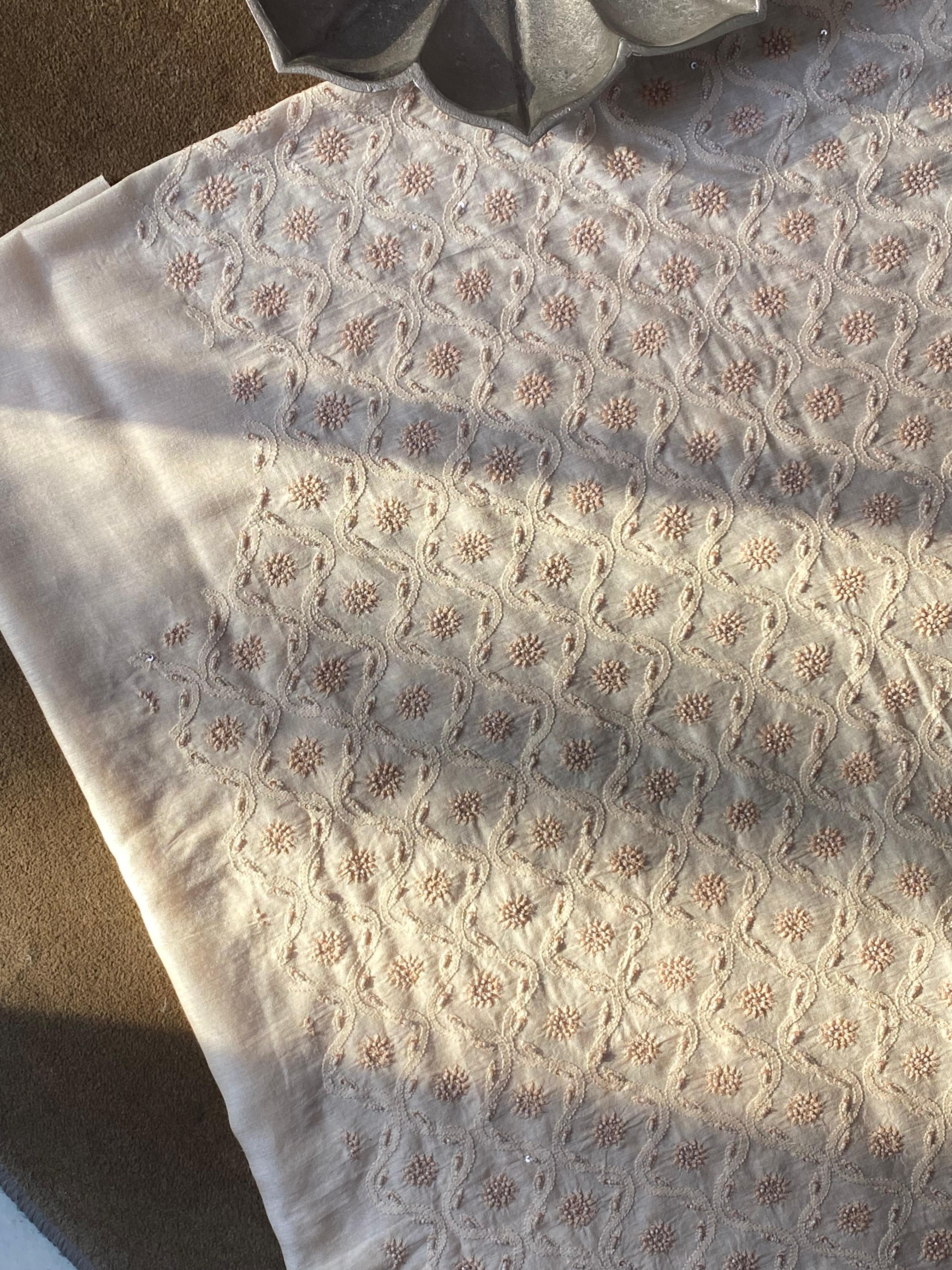 Mens Munga Silk Chikankari Sadri/Waistcoat