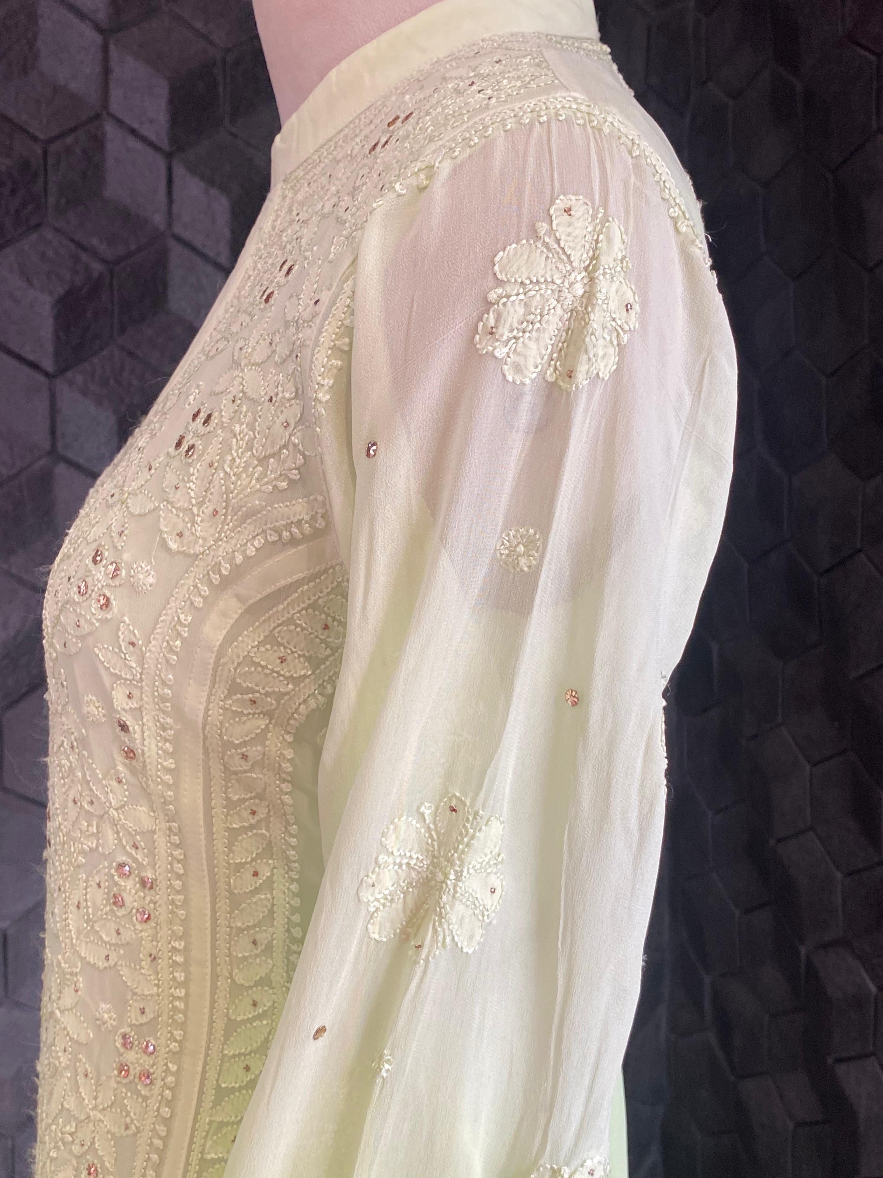 Green  Ombre Viscose Chikankari Anarkali