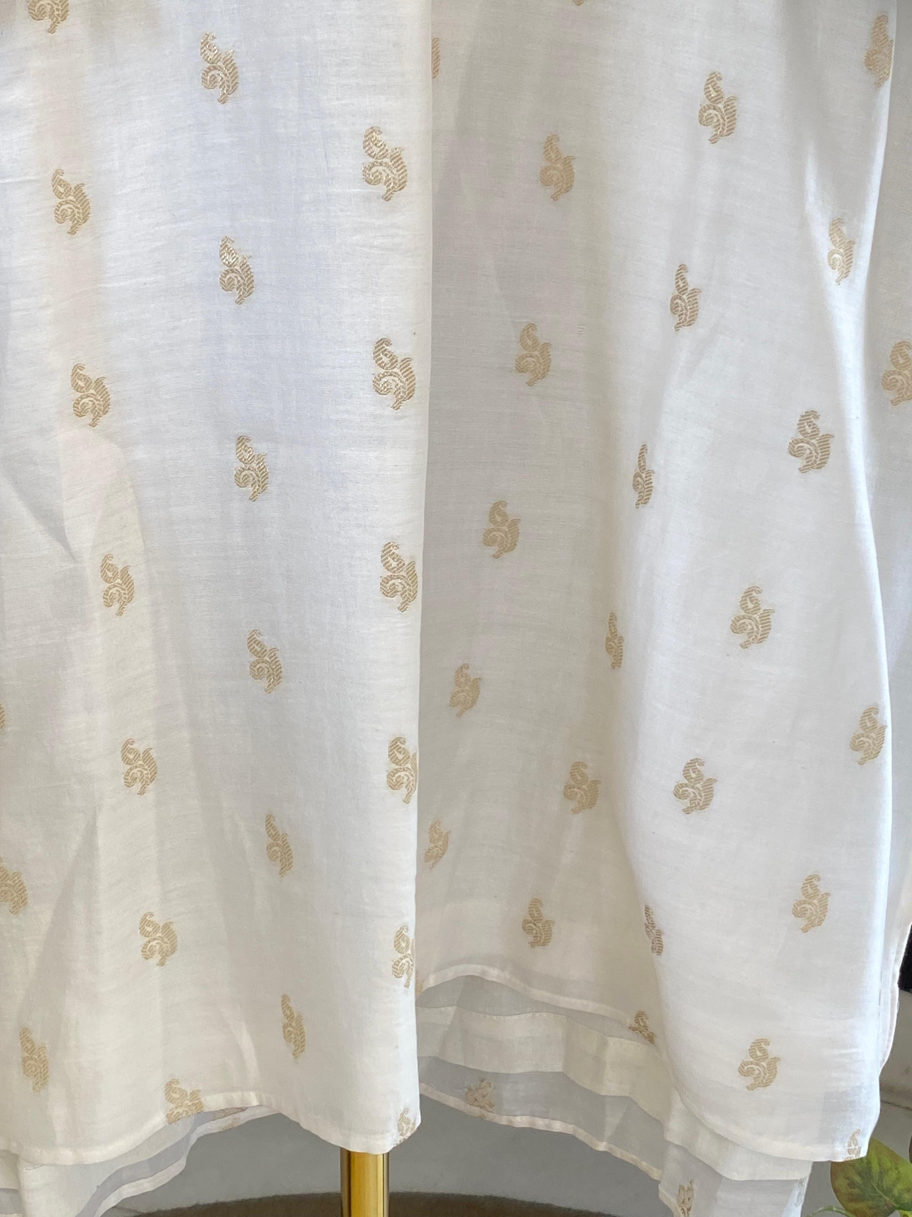 White chanderi chikankari men kurta