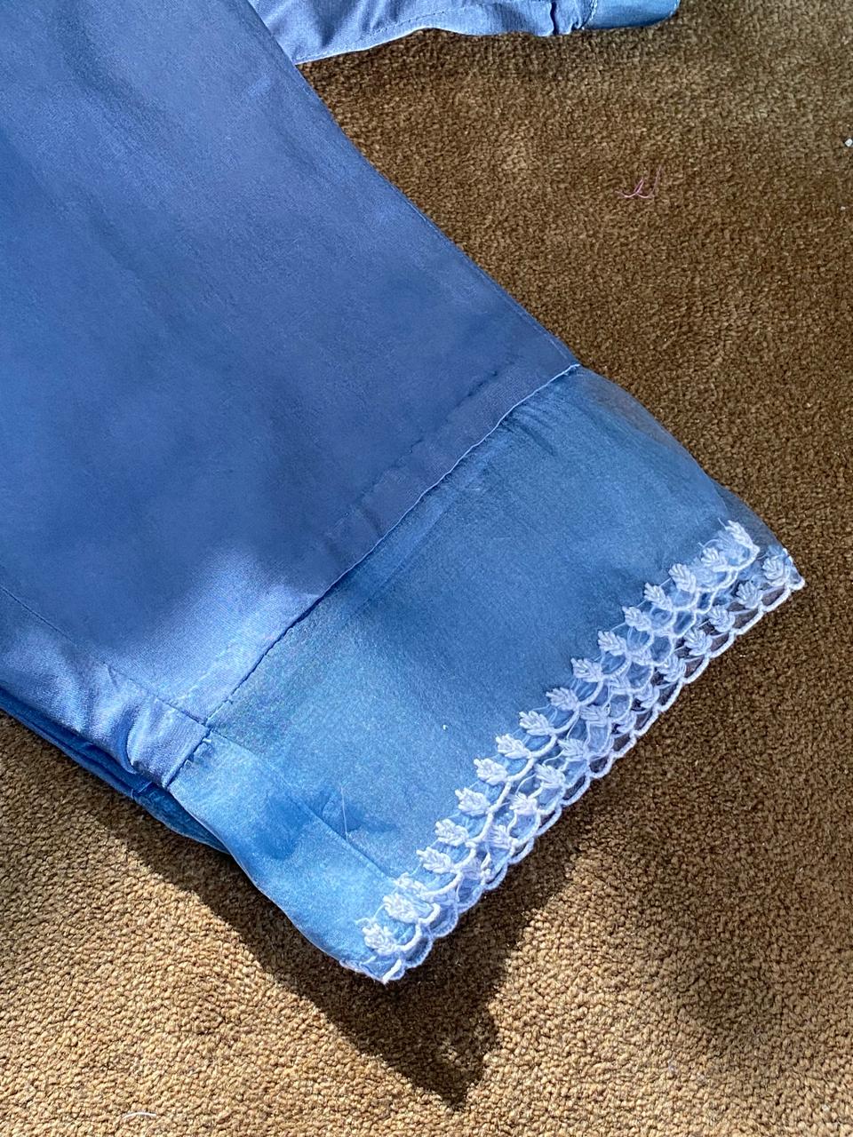 Blue Tissue Chikankari Suit Set