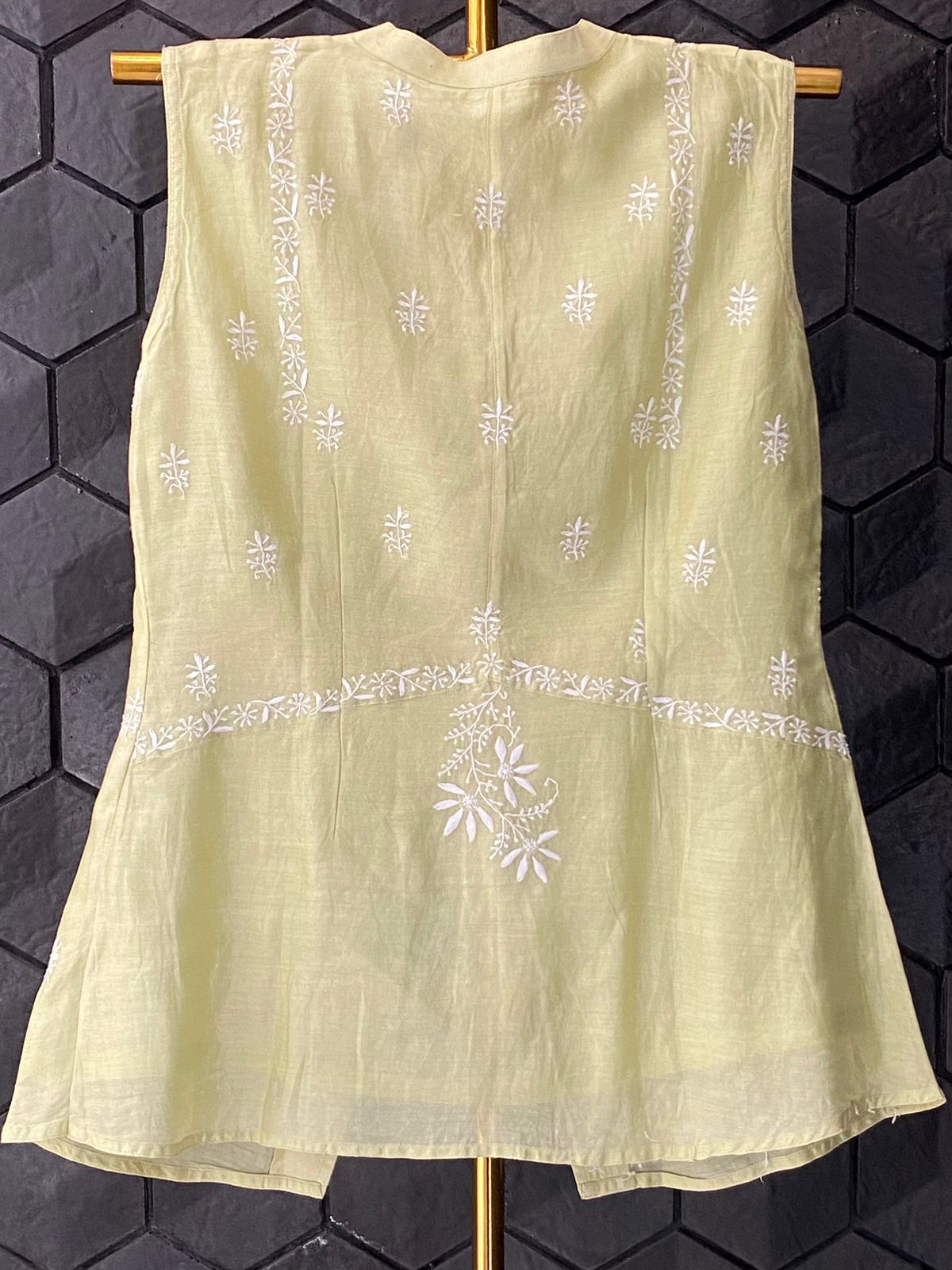 Lime Green Chanderi Chikankari Shirt