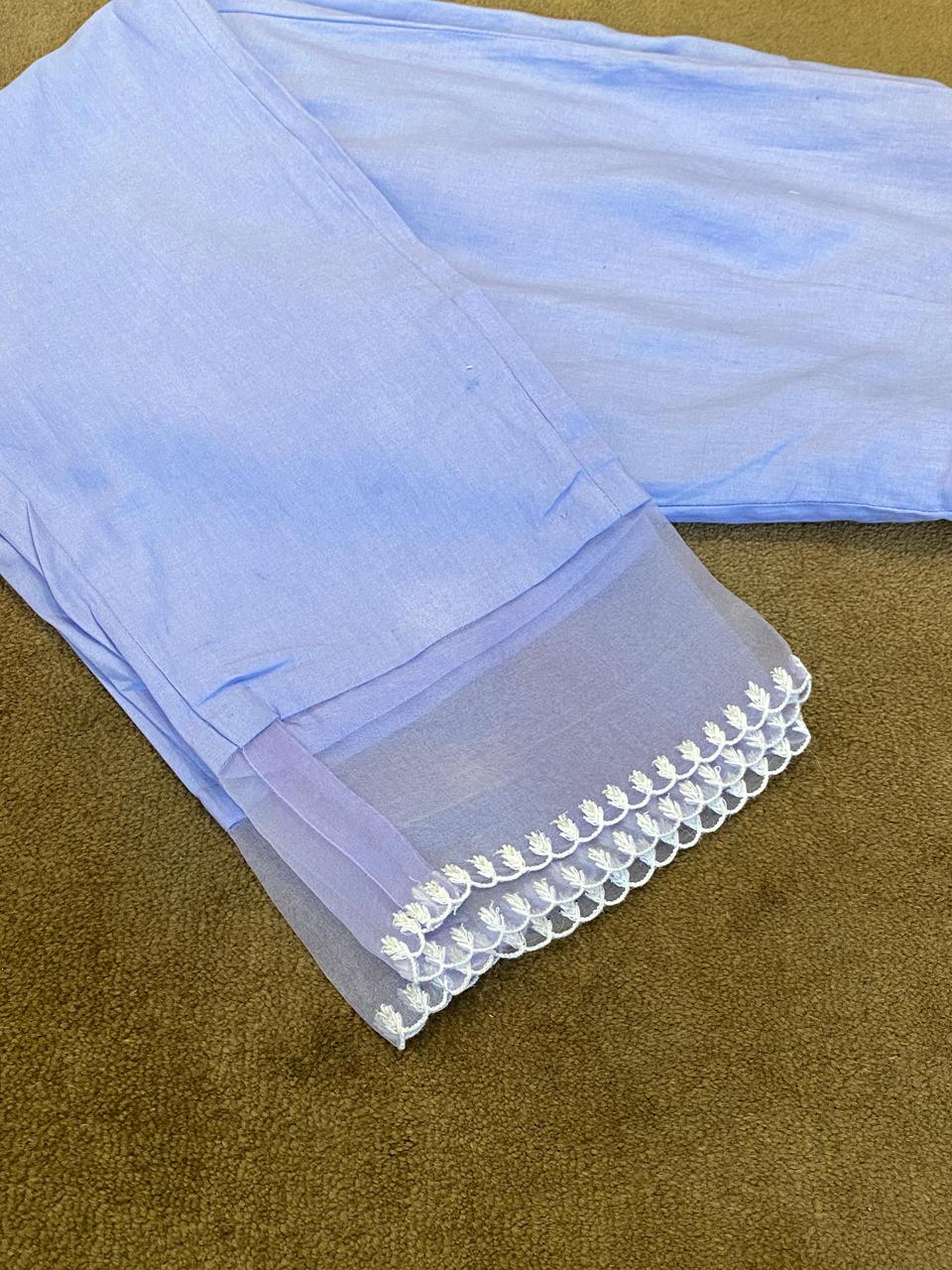 Lilac Mul Chanderi Chikankari Anarkali Set