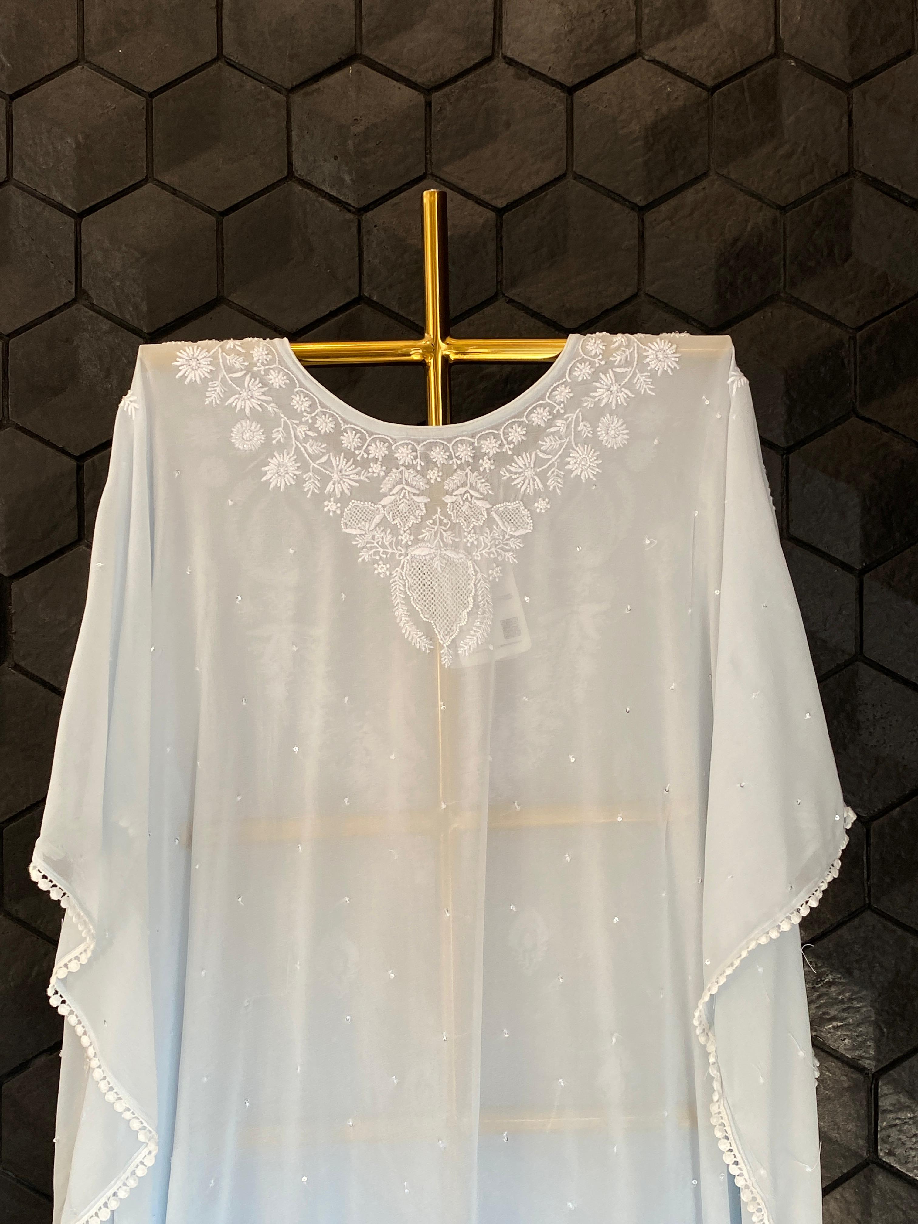 Blue Georgette Chikankari Kaftan