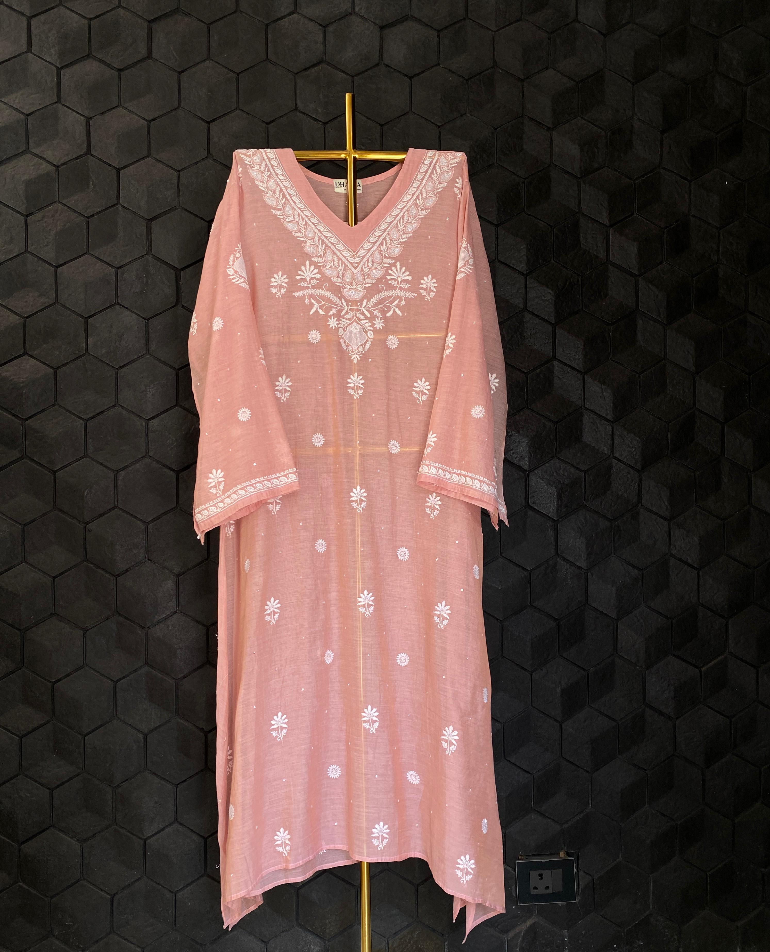 Pink Tissue Chikankari Co-ord Set