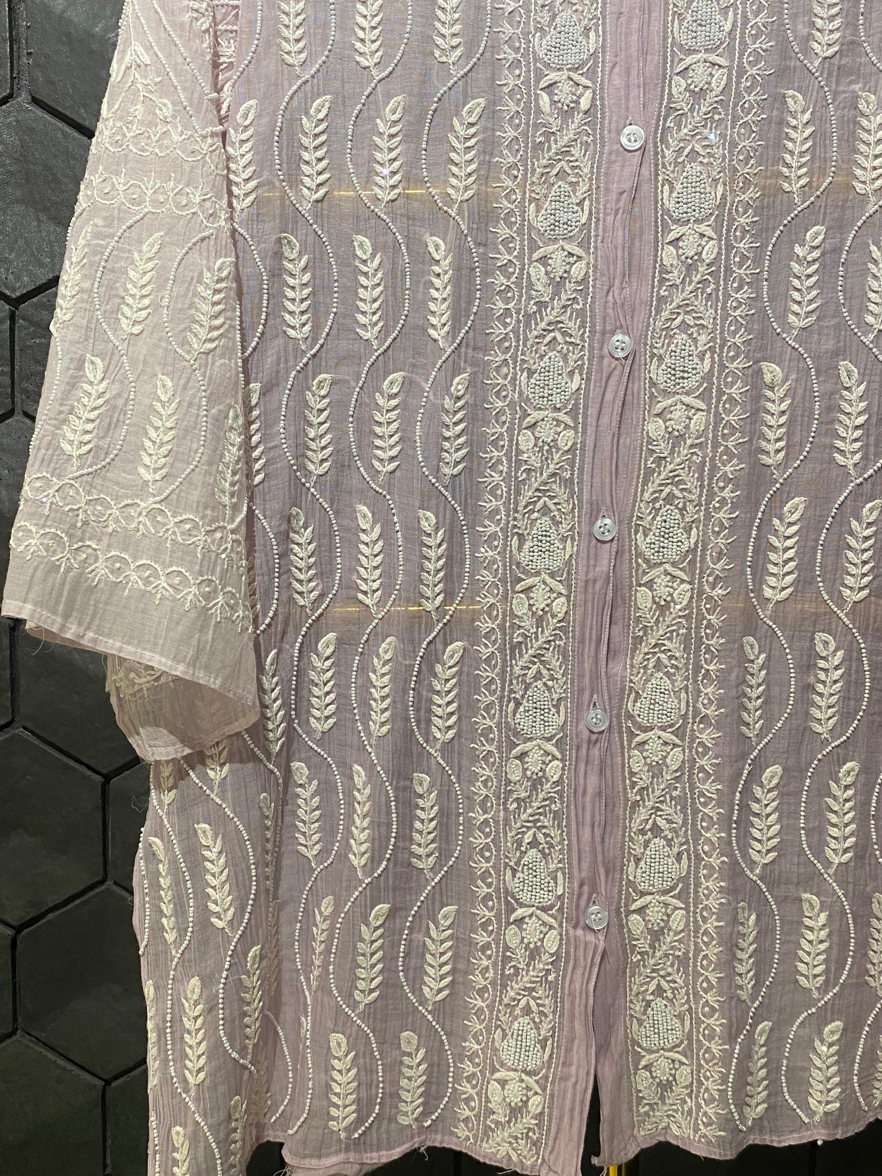 Lilac Mul Chanderi Chikankari Co-ord Set