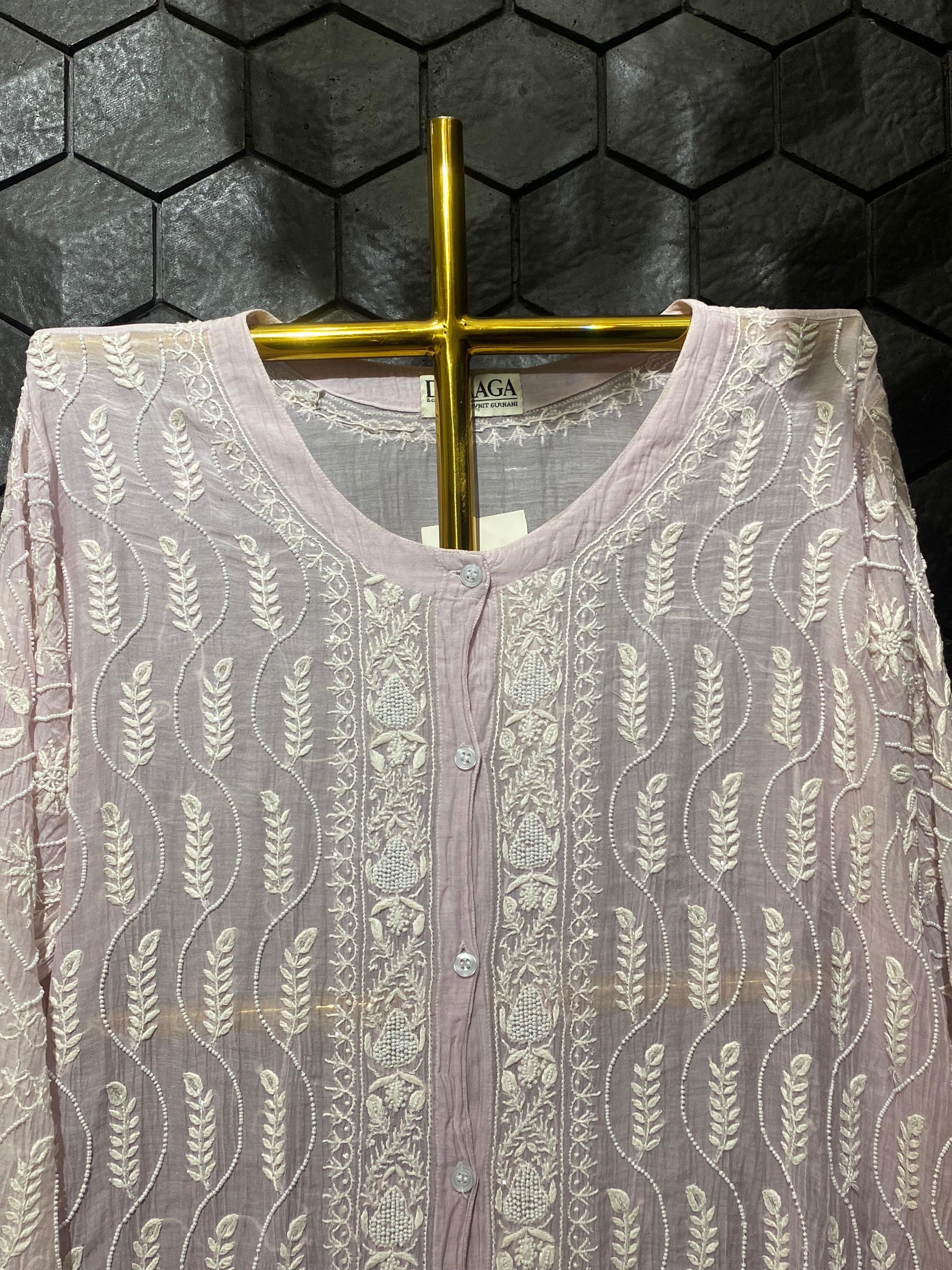 Lilac Mul Chanderi Chikankari Co-ord Set