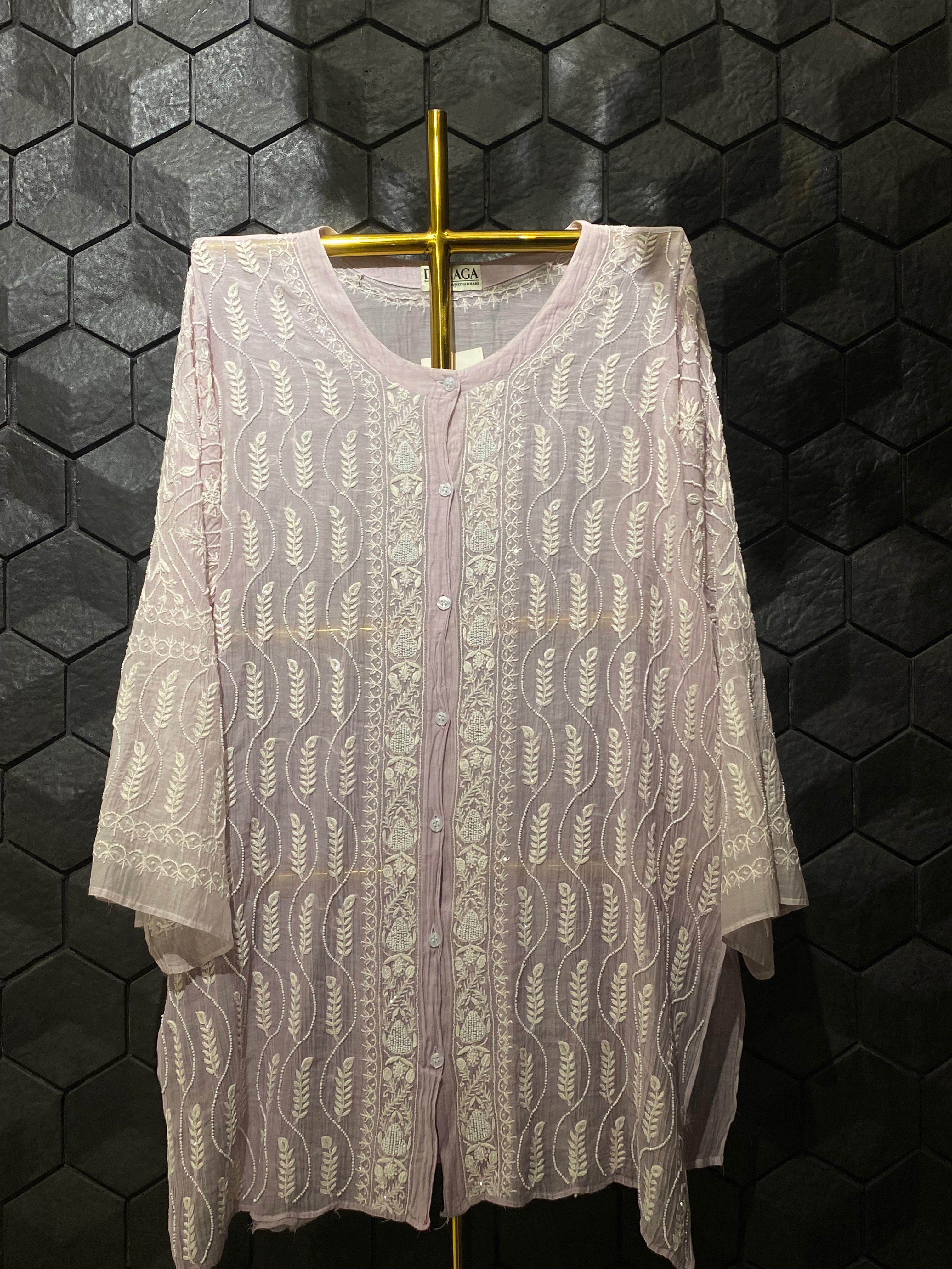 Lilac Mul Chanderi Chikankari Co-ord Set