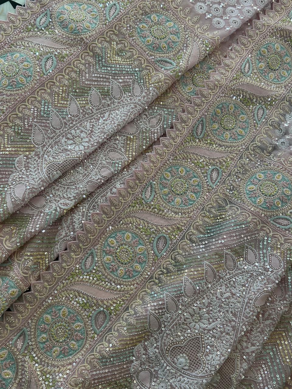 Summer Rose Georgette ek-taar Chikankari Heavy Dupatta Set