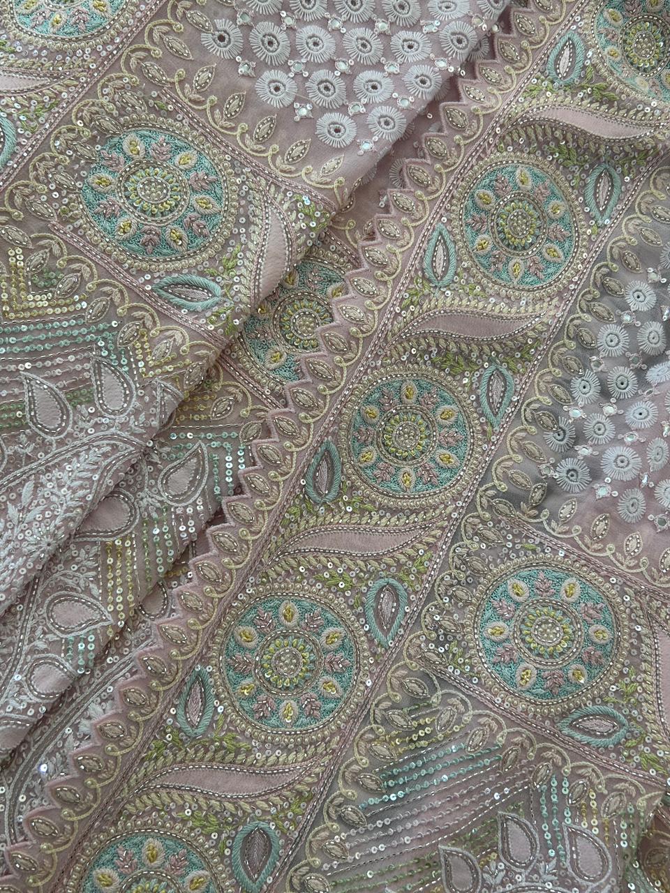 Summer Rose Georgette ek-taar Chikankari Heavy Dupatta Set