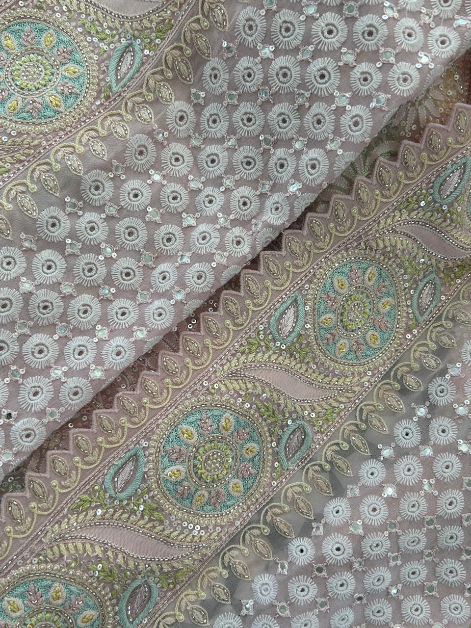Summer Rose Georgette ek-taar Chikankari Heavy Dupatta Set