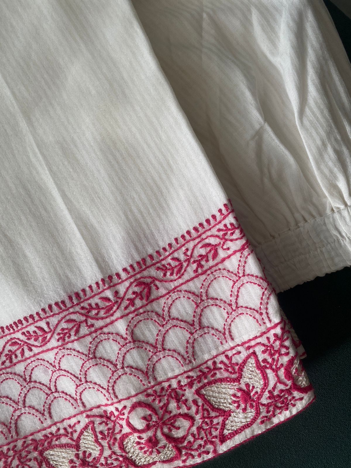 White maheshwari chikankari kurta set