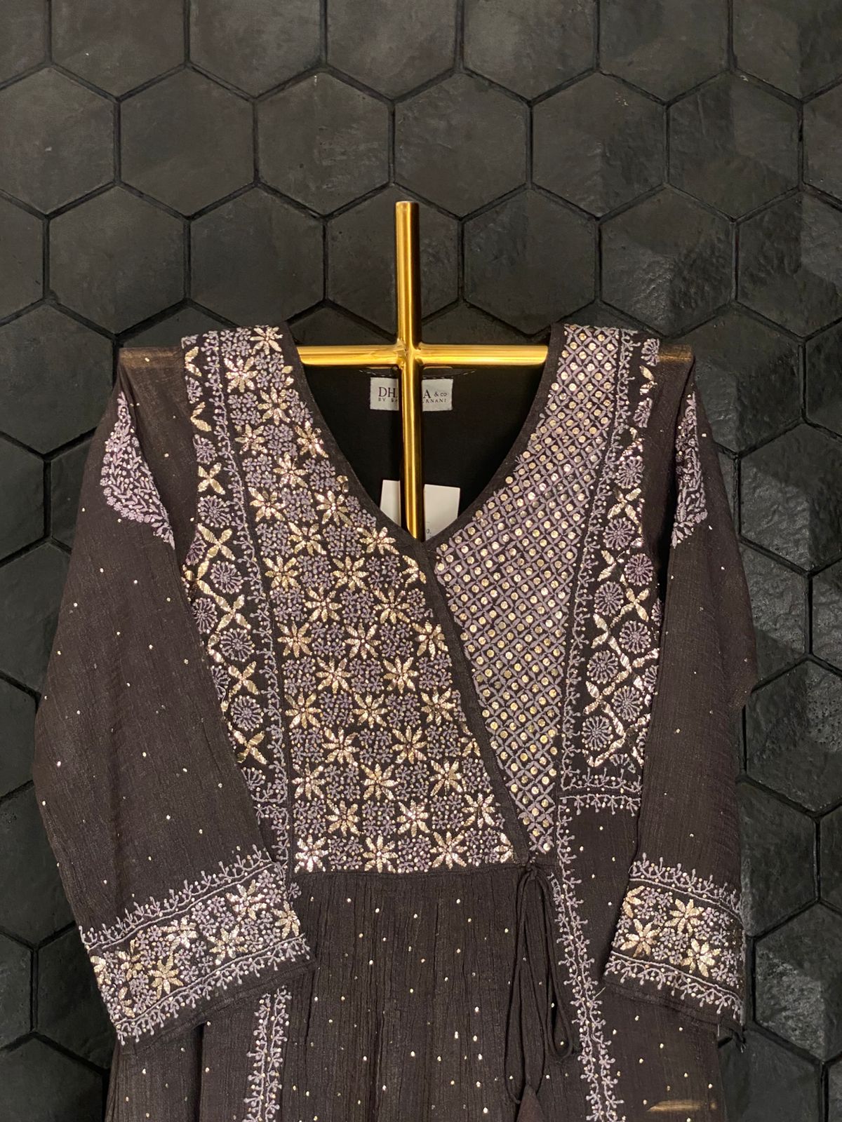 Black Tissue Chikankari & Mukaish Tunic