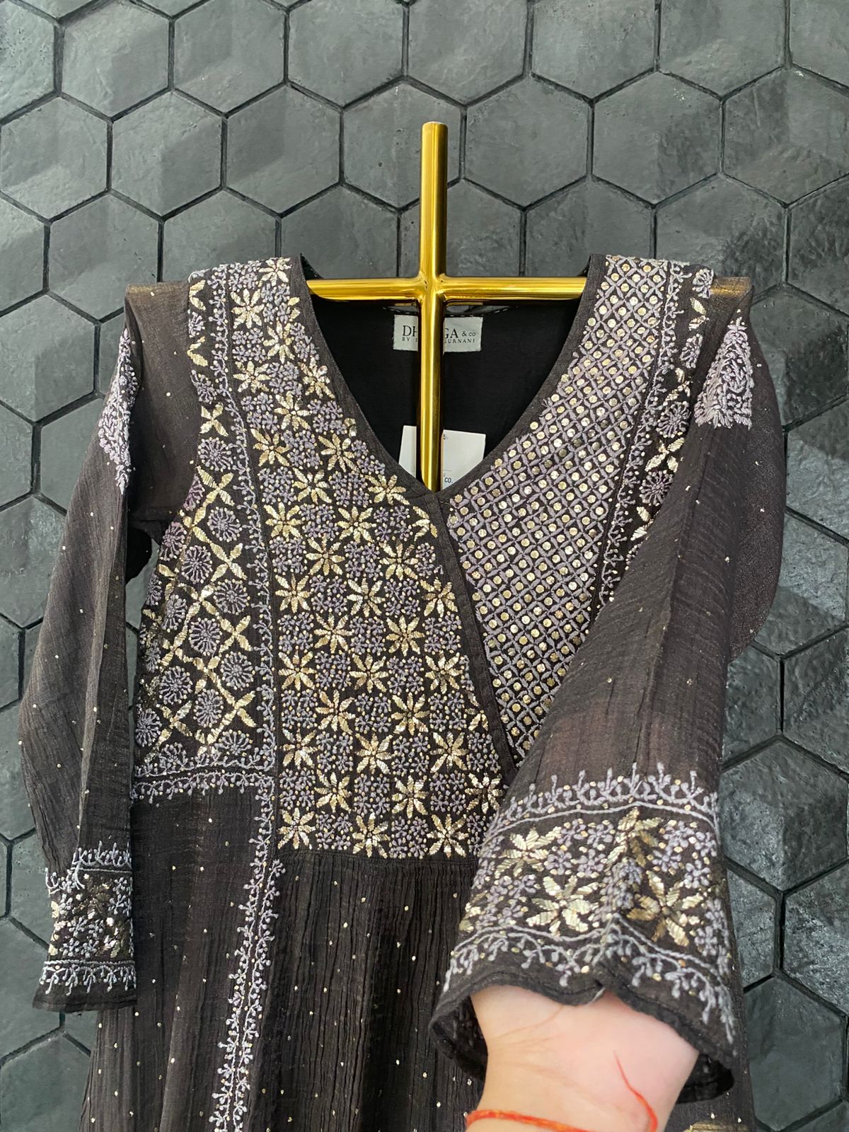 Black Tissue Chikankari & Mukaish Tunic