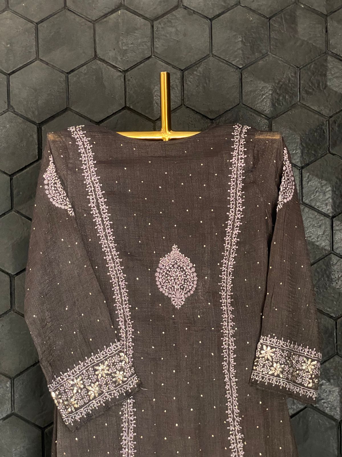 Black Tissue Chikankari & Mukaish Tunic