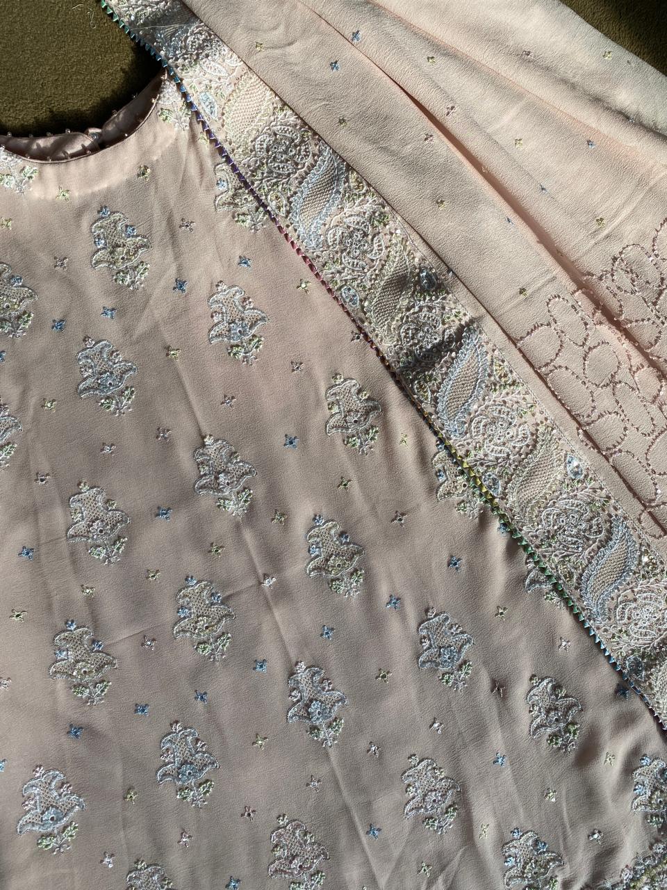 Blush Pink Georgette Chikankari Sharara Set