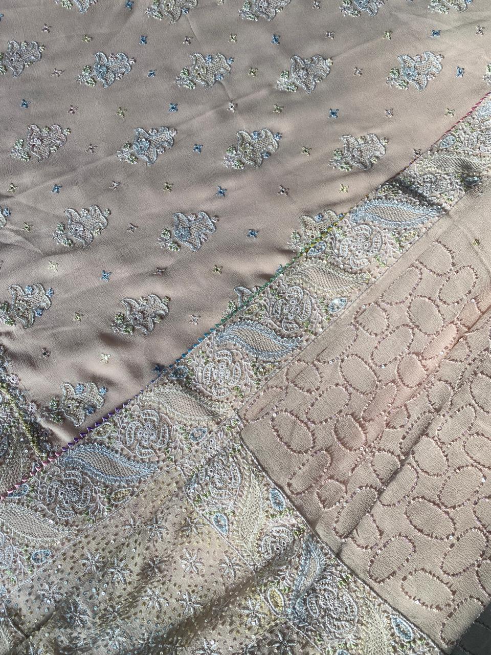Blush Pink Georgette Chikankari Sharara Set