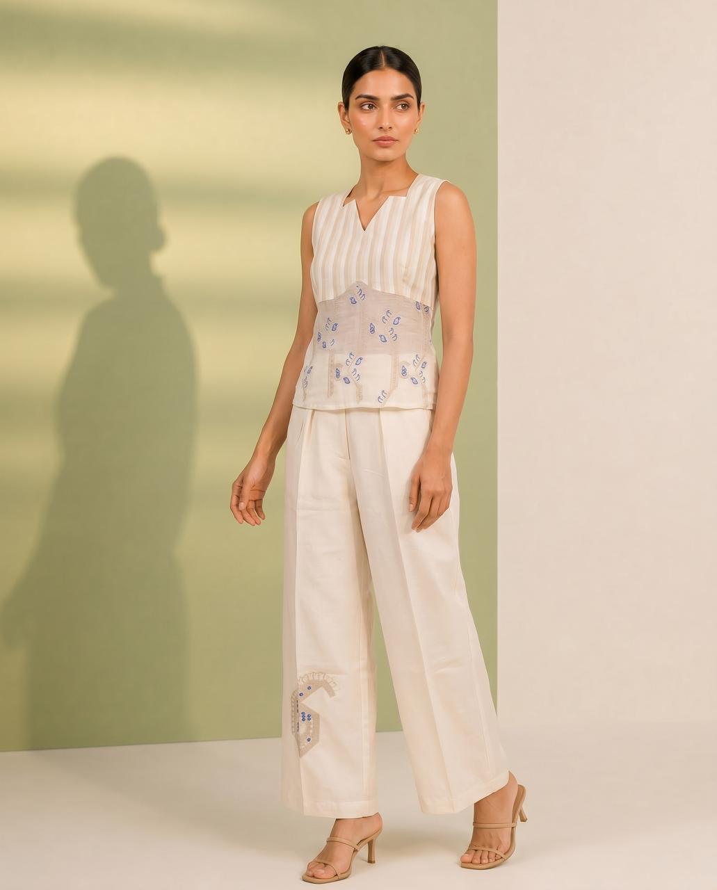 Chikankari Top and Pants sets with Contrasting Motifs