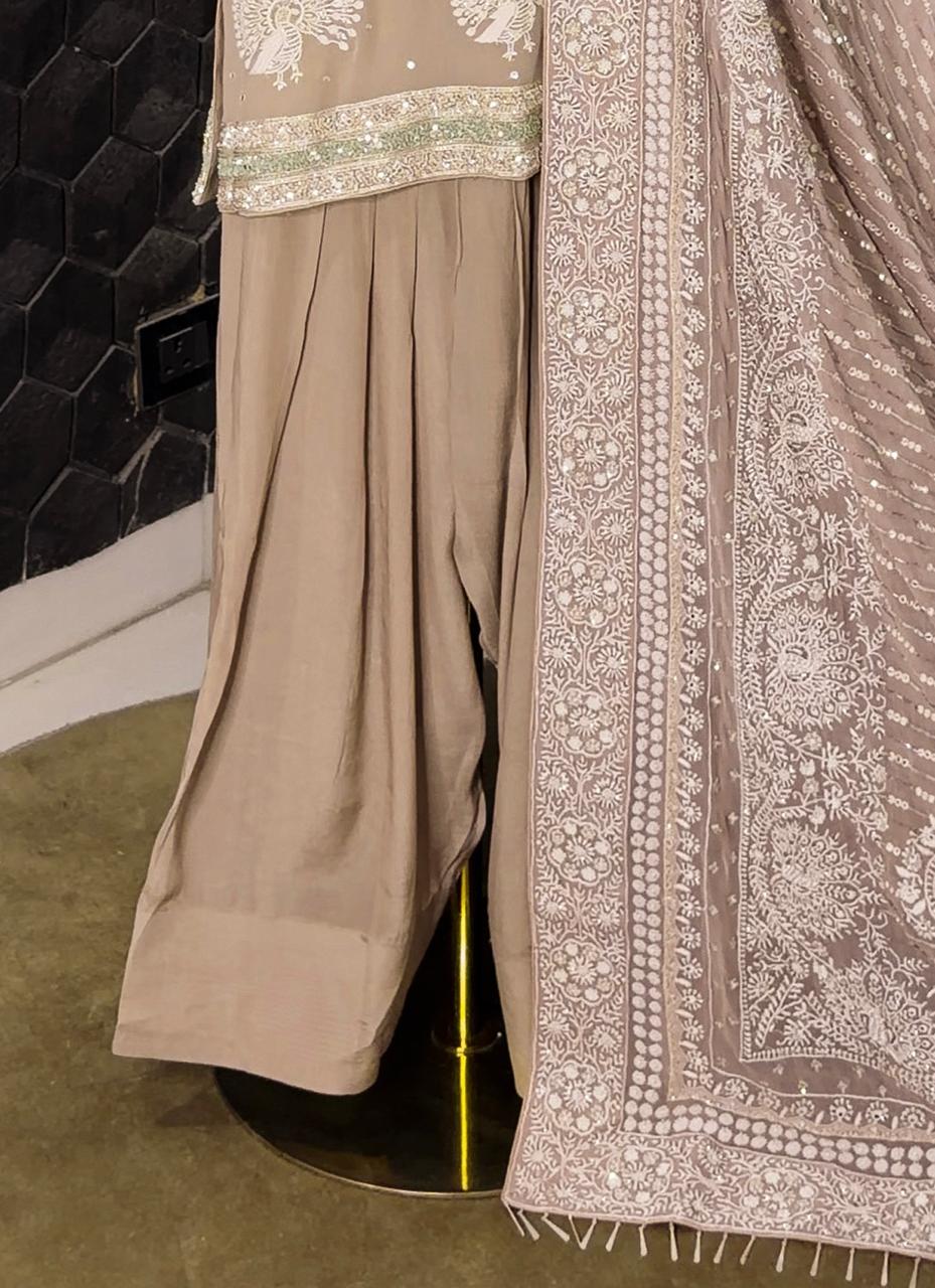 Halter Neck Kurta set with Farsi Shalwar and Heavy Dupatta