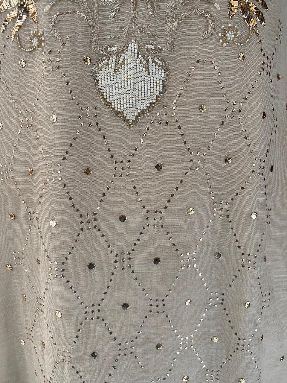 Beige Golden tissue Mukaish and Kamdani kurta
