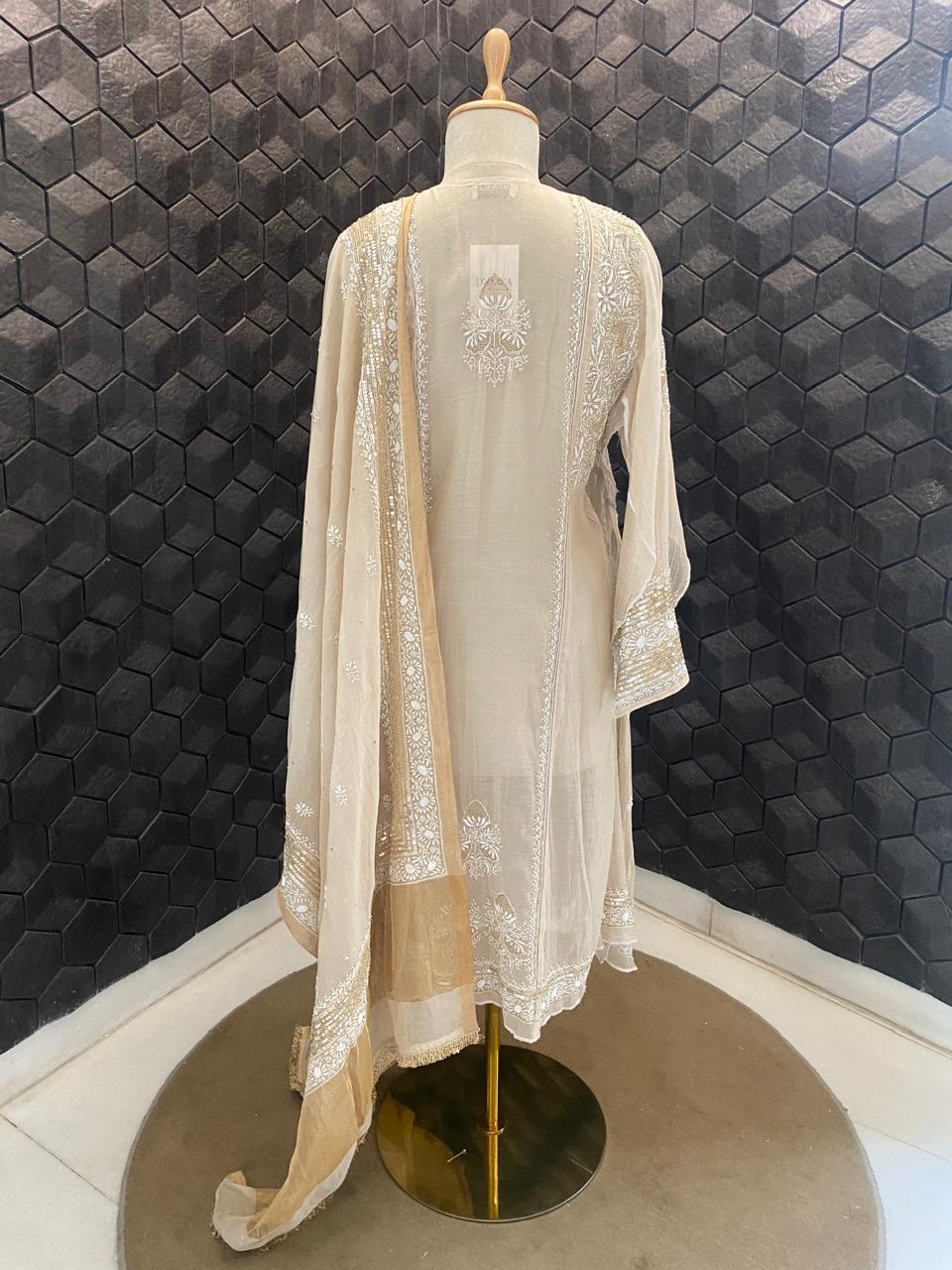 Bhumi Pednekar in our gold tissue a-line kurta set
