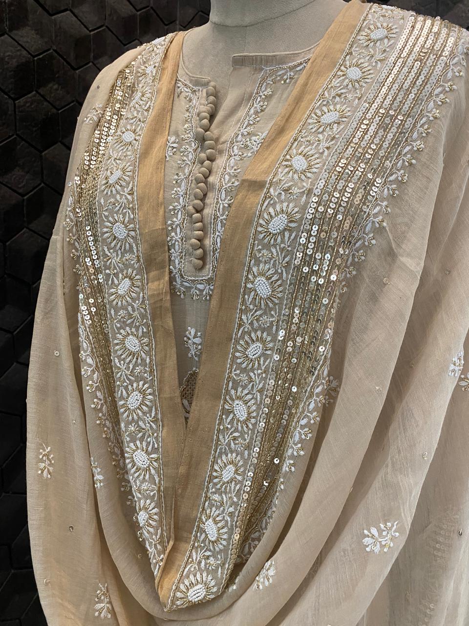 Bhumi Pednekar in our gold tissue a-line kurta set