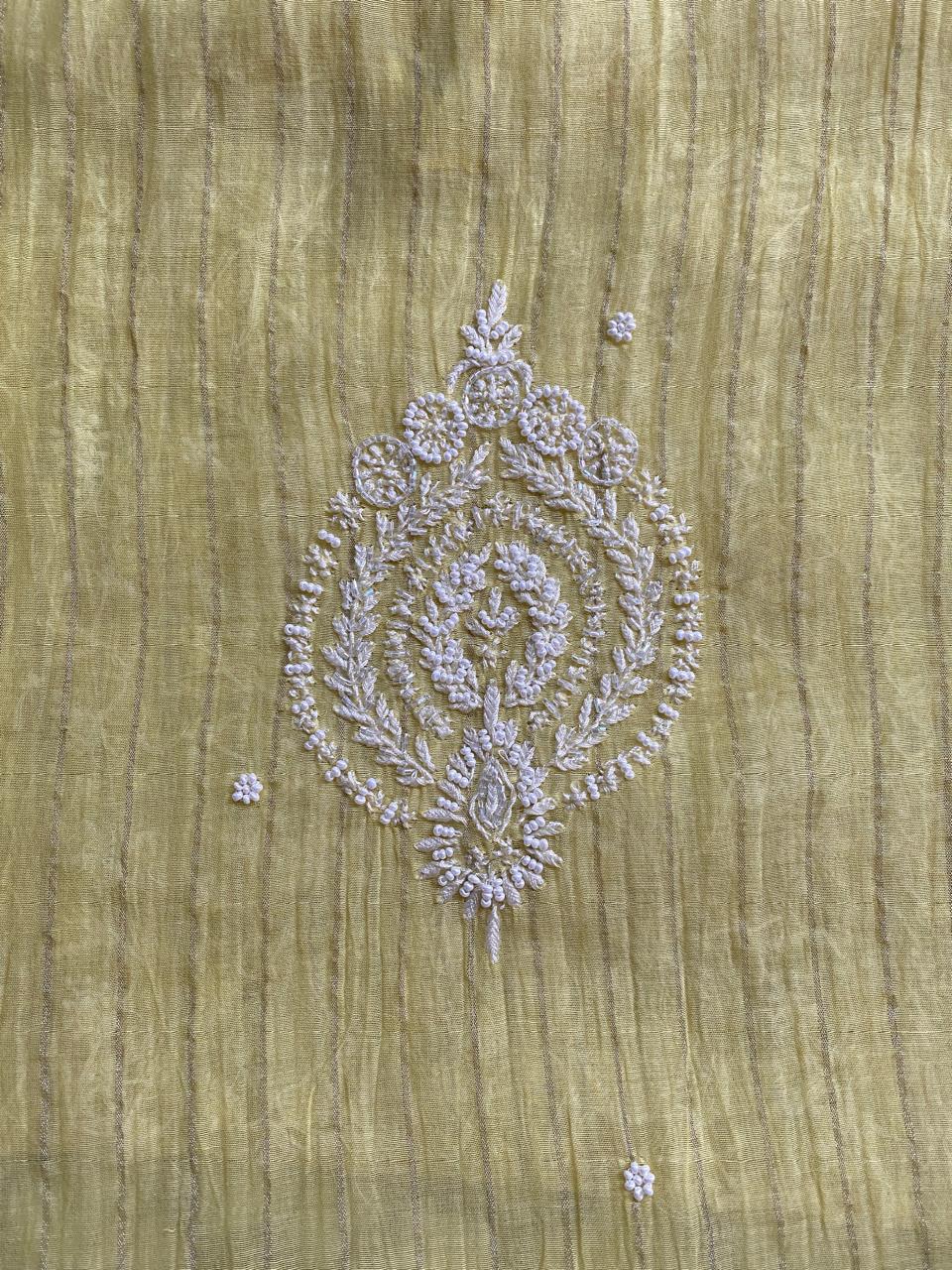 Yellow Mul Chanderi Chikankari Kaftan