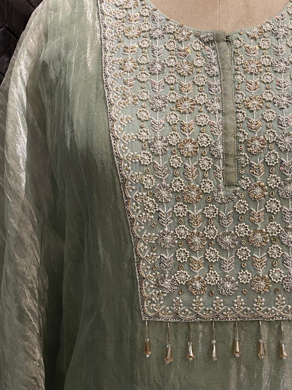 Sage Green Tissue Kaftan