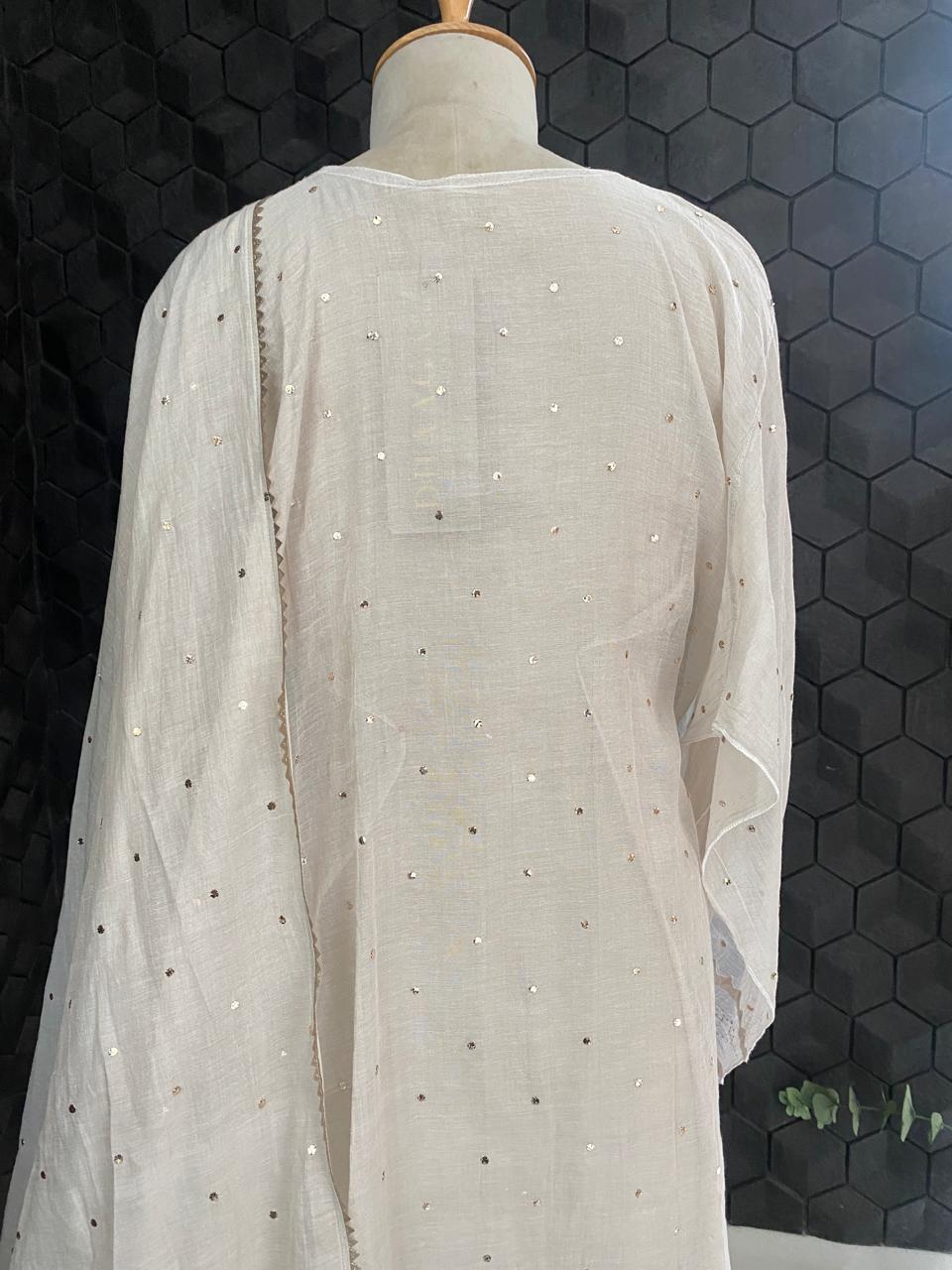 Ivory Tissue Mukaish Kurta Set