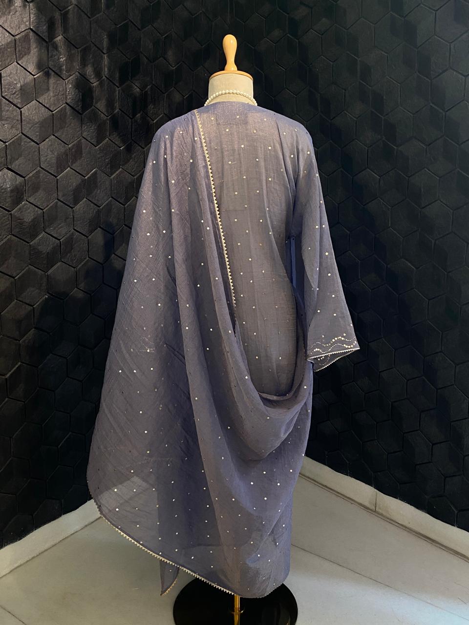 Lavender Mukaish Tissue Kurta Set