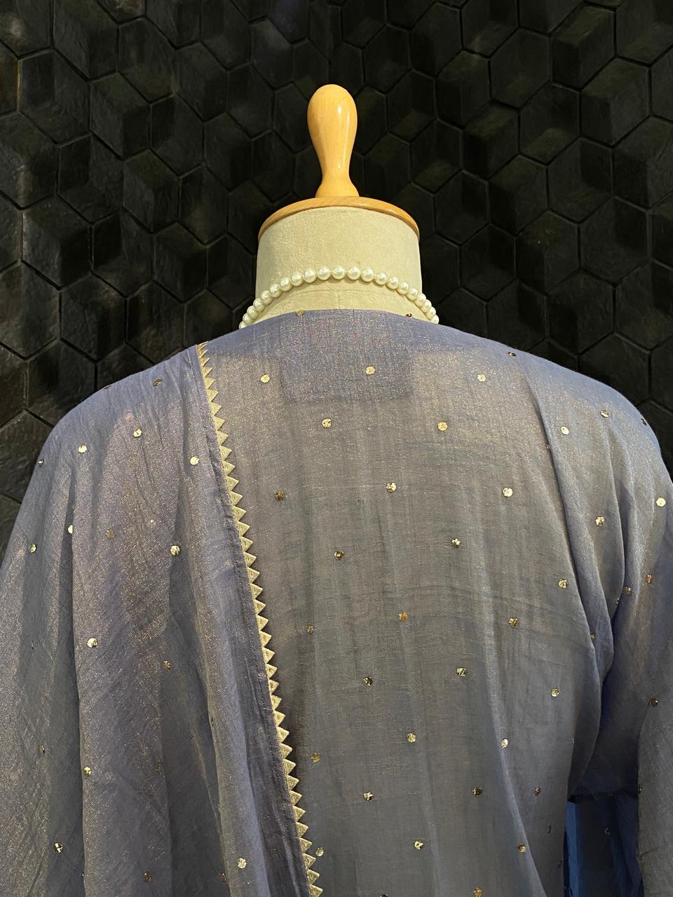 Lavender Mukaish Tissue Kurta Set