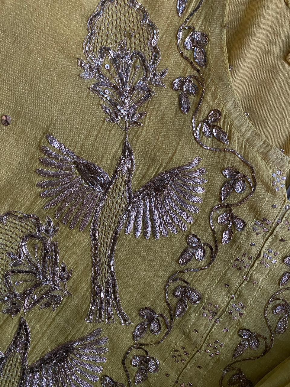 Lime Green Tissue Mukaish Kurta Set