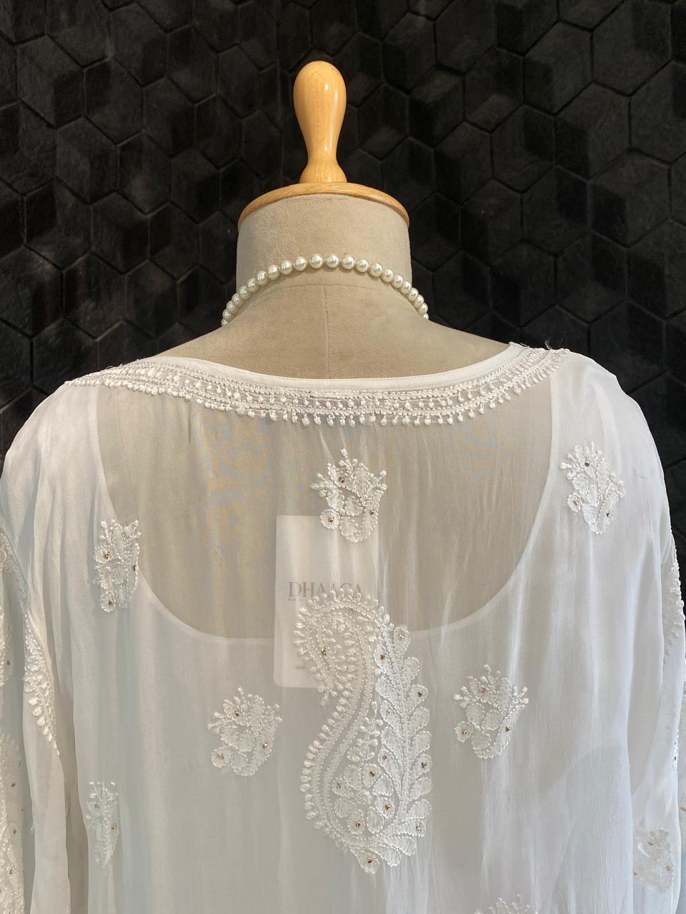 White Viscose Chikankari Sharara Set