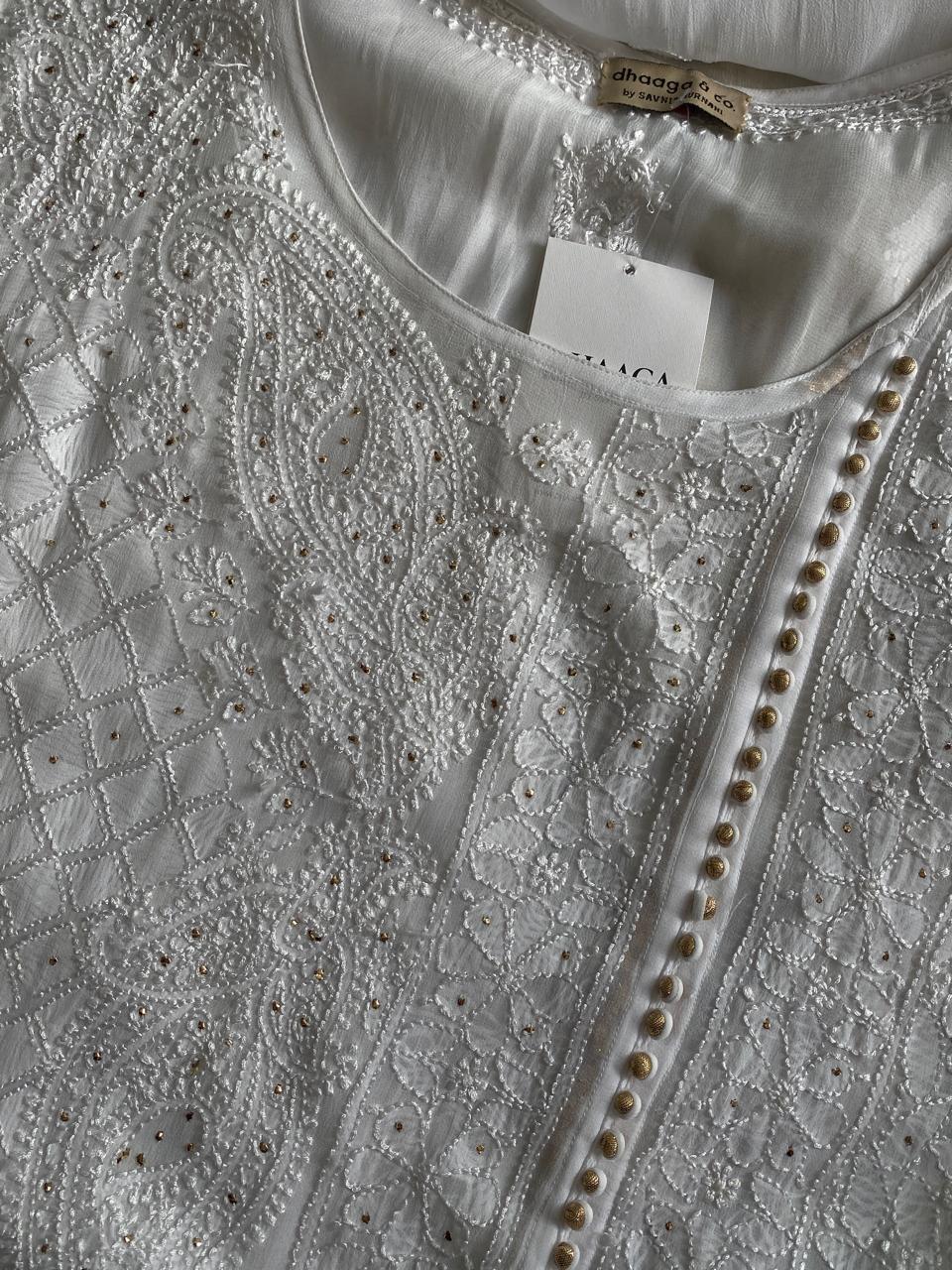White Viscose Chikankari Sharara Set